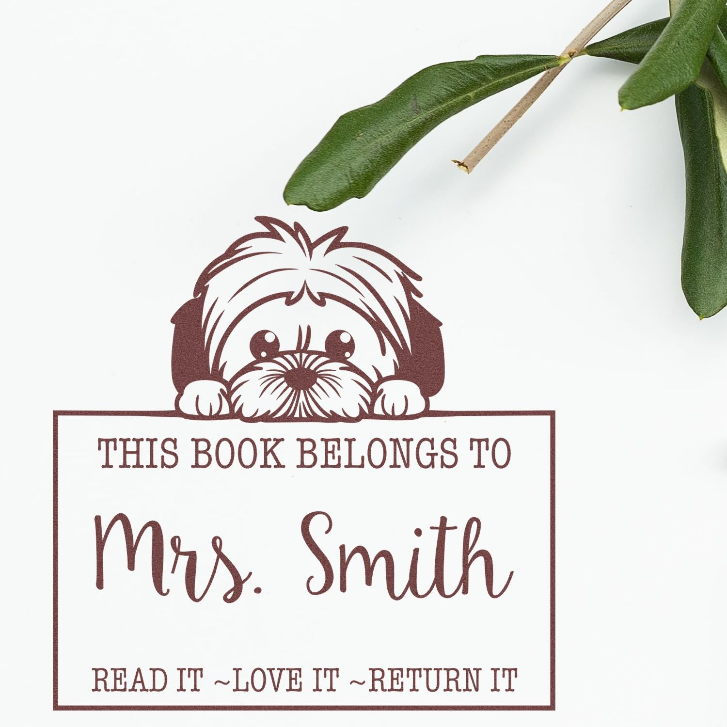 Slim Lhasa Apso Customized This Book Belongs To Stamp - Engineer Seal Stamps