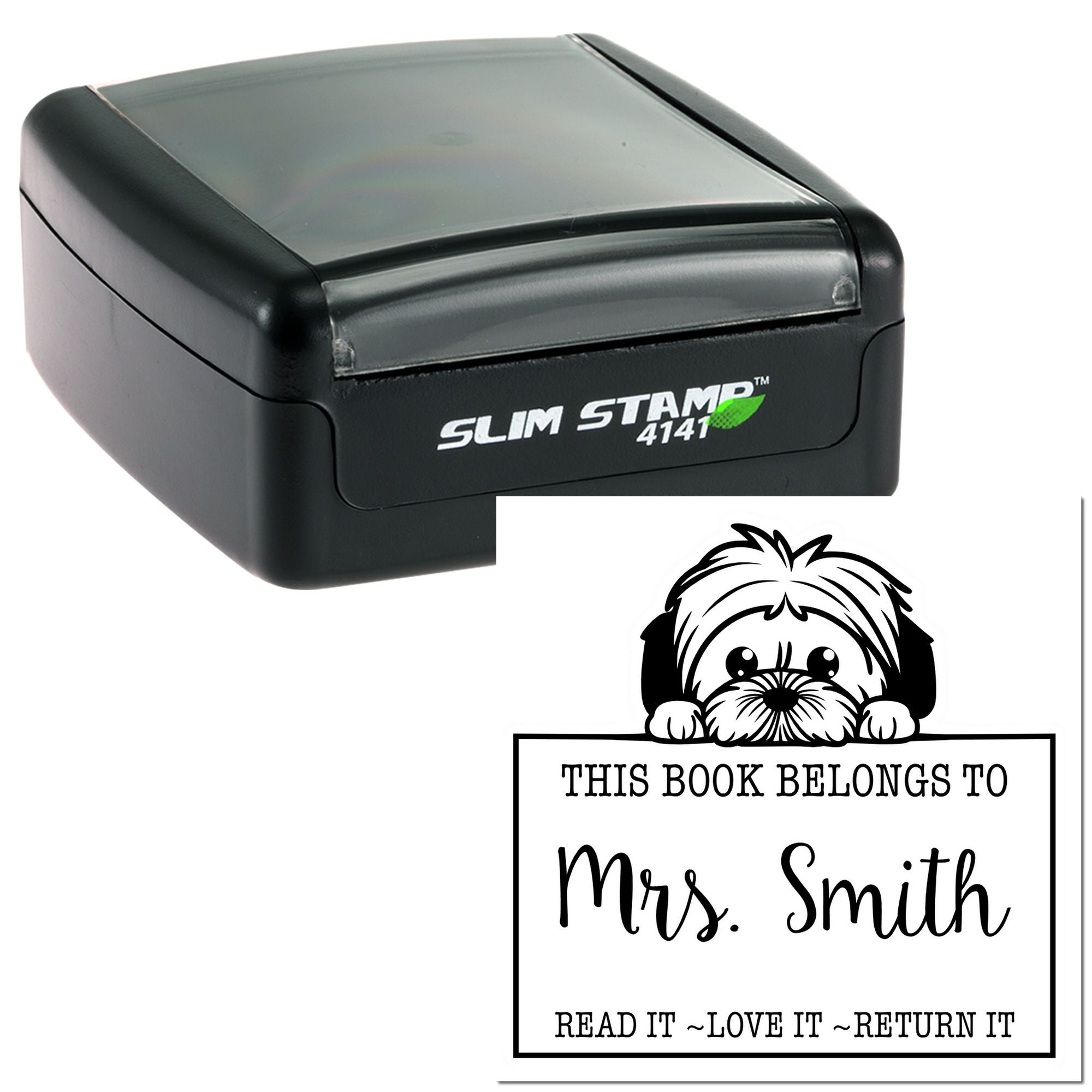 Slim Lhasa Apso Customized This Book Belongs To Stamp - Engineer Seal Stamps