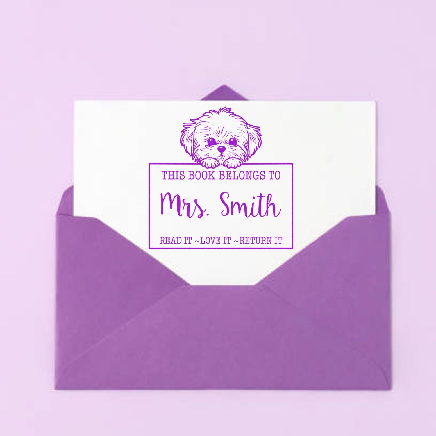 Pre-Inked Maltese Personalized Read It Love It Return It Personalizable Stamp - Engineer Seal Stamps