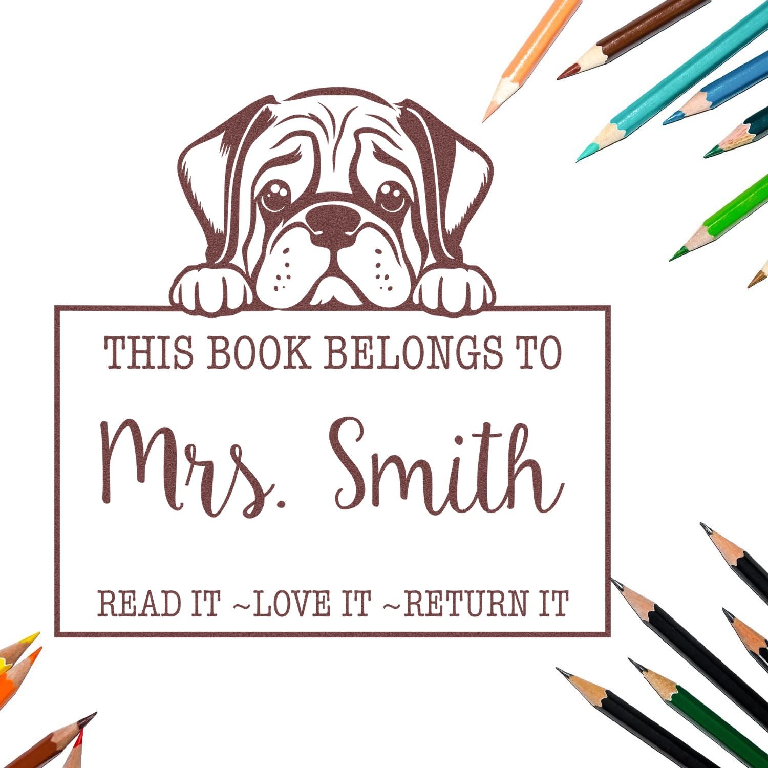 Mastiff Custom-Made Read It Love It Return It For Books Rubber Stamp - Engineer Seal Stamps