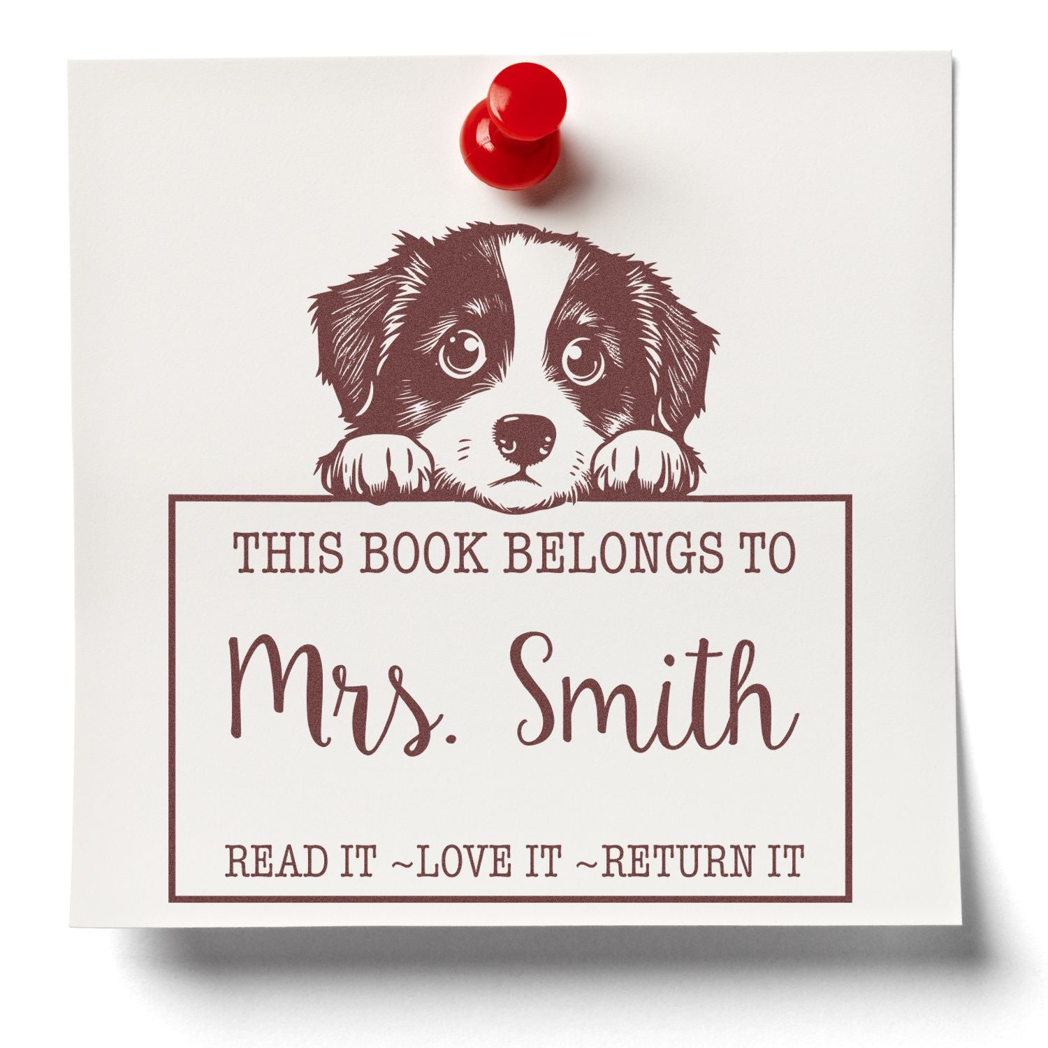 Cute Self-Inking Miniature American Shepherd Personalized Please Return Stamp - Engineer Seal Stamps