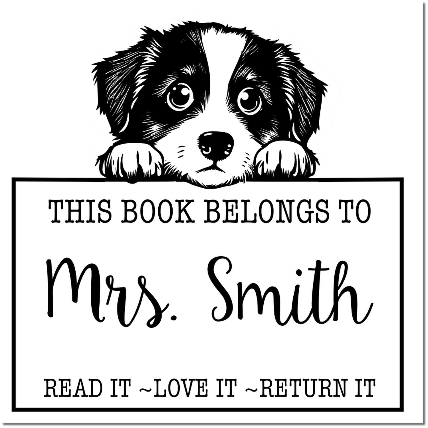 Cute Self-Inking Miniature American Shepherd Personalized Please Return Stamp - Engineer Seal Stamps