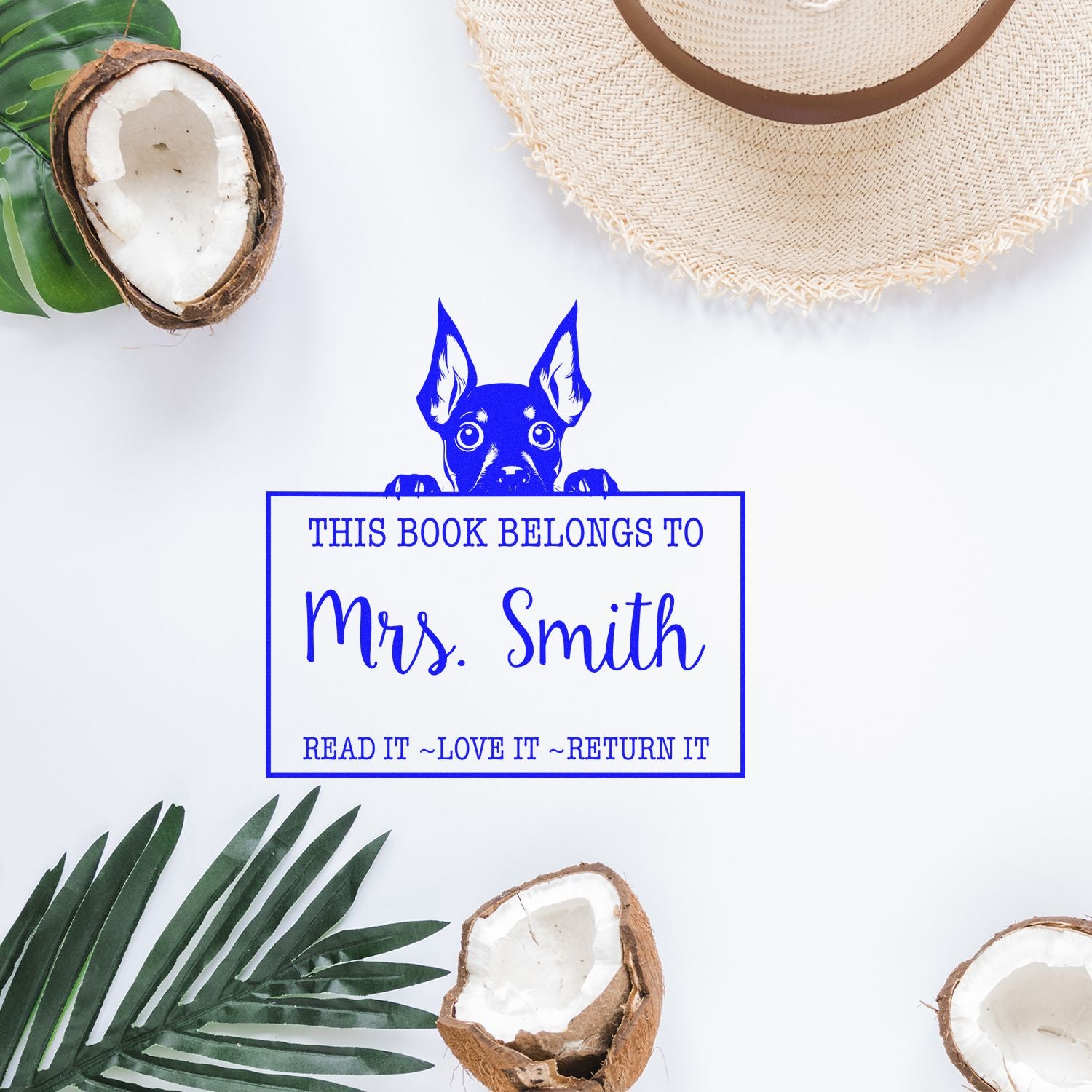 Slim Miniature Pinscher Customized Read It Love It Stamp - Engineer Seal Stamps