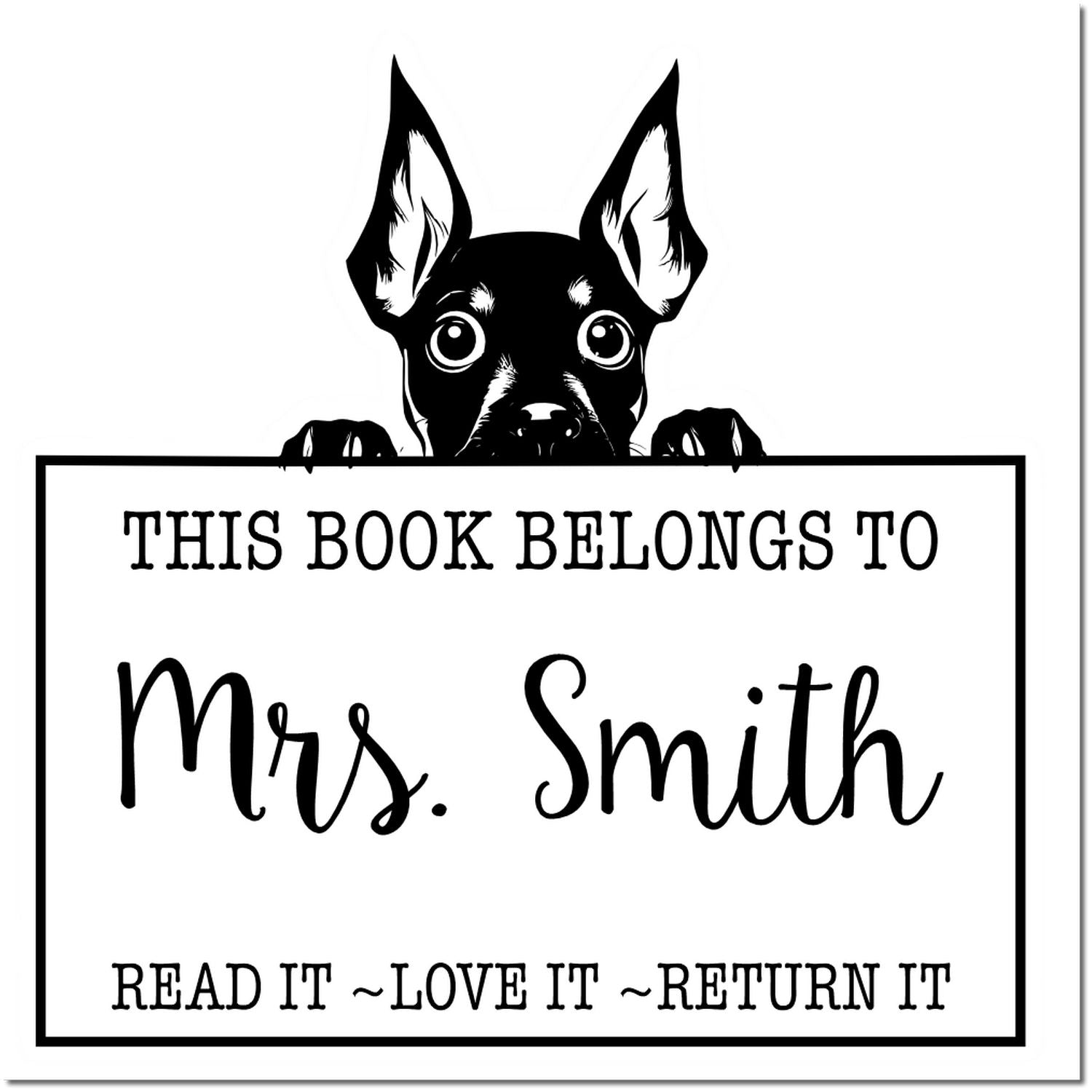 Cute Self-Inking Miniature Pinscher Personalized Private Library Stamp - Engineer Seal Stamps