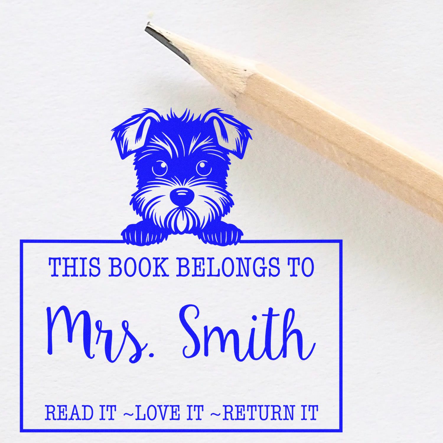 Slim Miniature Schnauzer Customized Read It Love It Return It Teacher Stamp - Engineer Seal Stamps