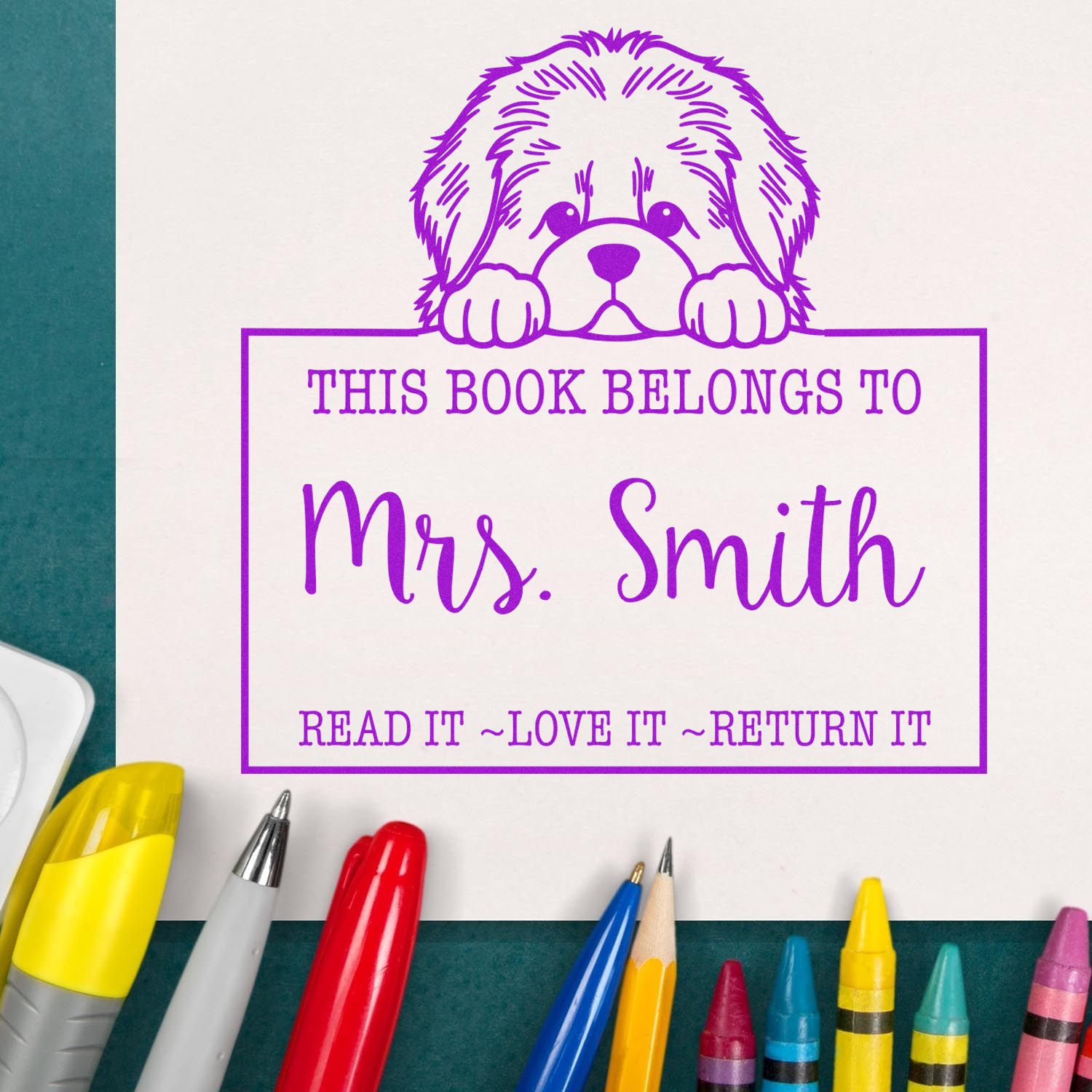 Cute Newfoundland Custom-Made Read It Love It Return It For Schools Rubber Stamp