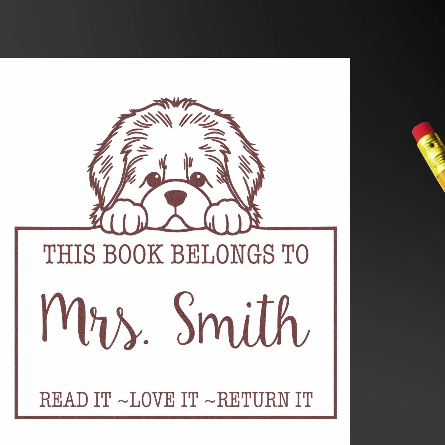 Cute Newfoundland Custom-Made Read It Love It Return It For Schools Rubber Stamp - Engineer Seal Stamps