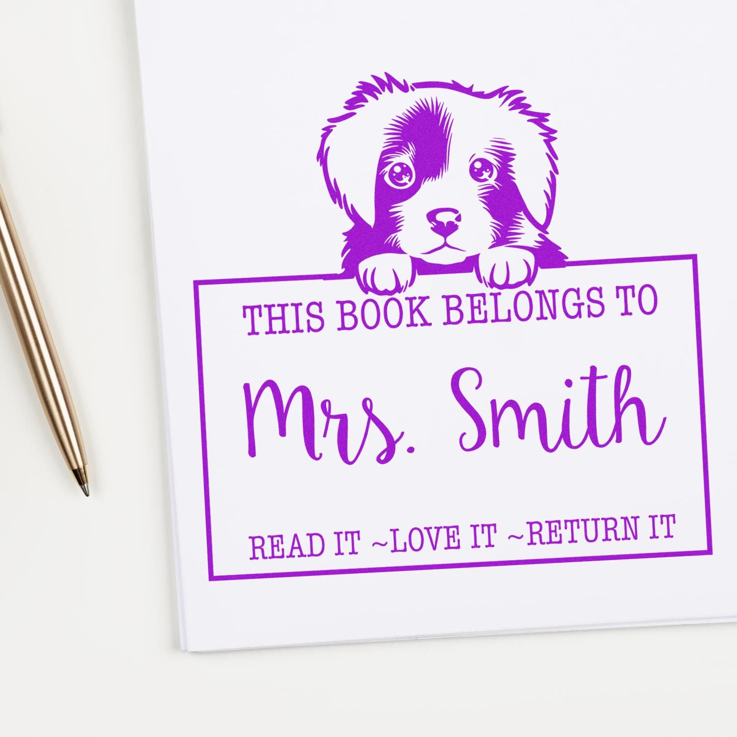 Slim Nova Scotia Duck Tolling Retriever Customized Read It Love It Return It Rubber Stamp - Engineer Seal Stamps