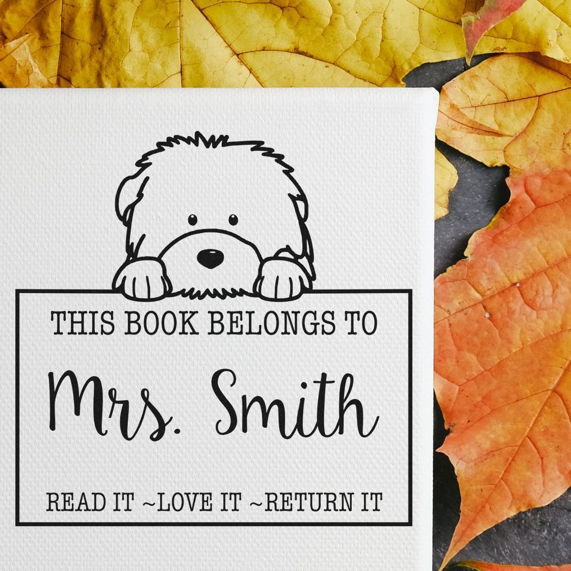 Self-Inking Old English Sheepdog Personalized Read It Love It Return It Custom Stamp - Engineer Seal Stamps