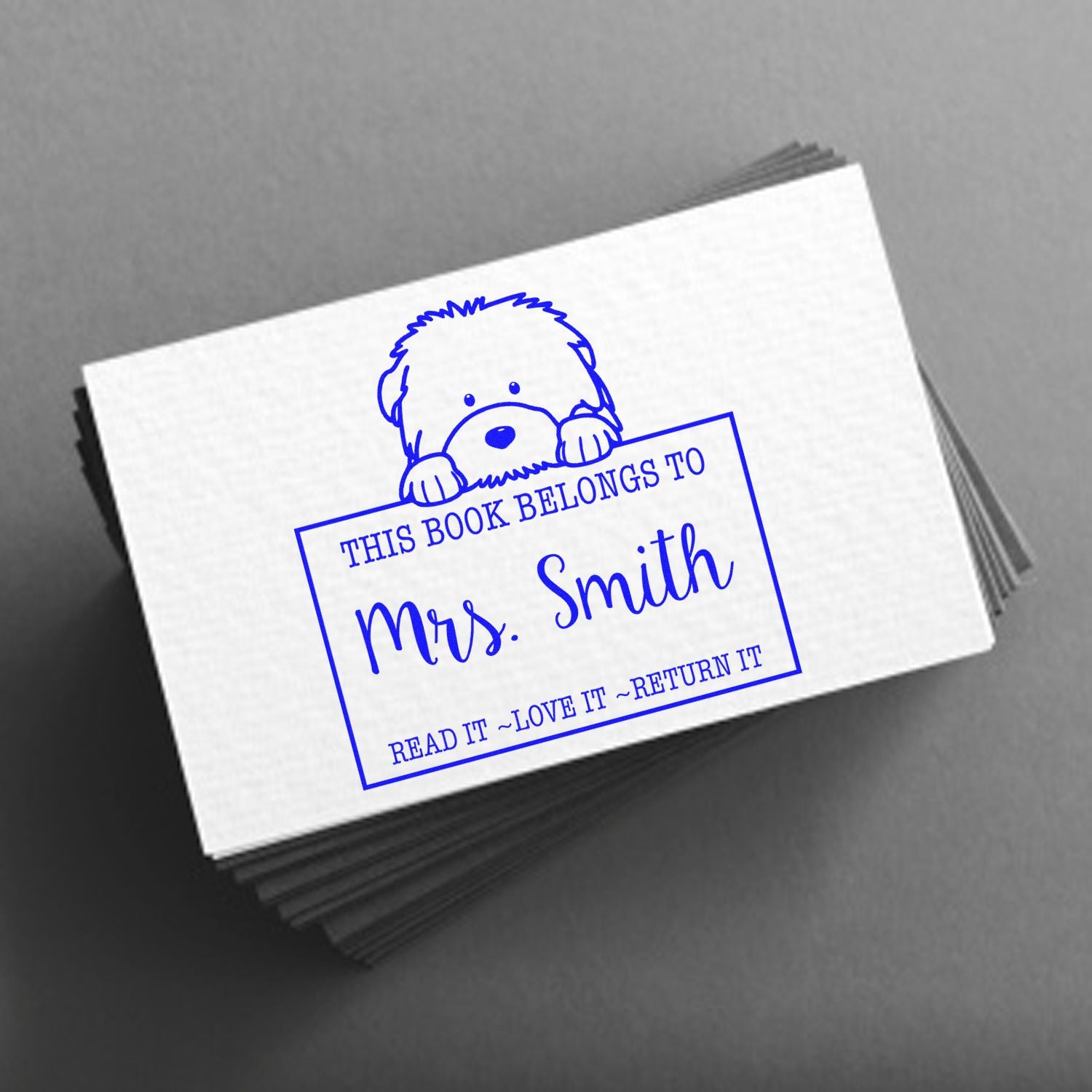 Self-Inking Old English Sheepdog Personalized Read It Love It Return It Custom Stamp - Engineer Seal Stamps