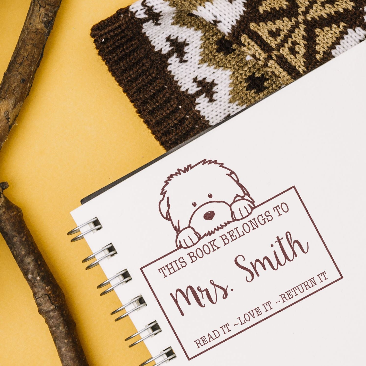 Slim Old English Sheepdog Customized Read It Love It Return It Personalized Stamp