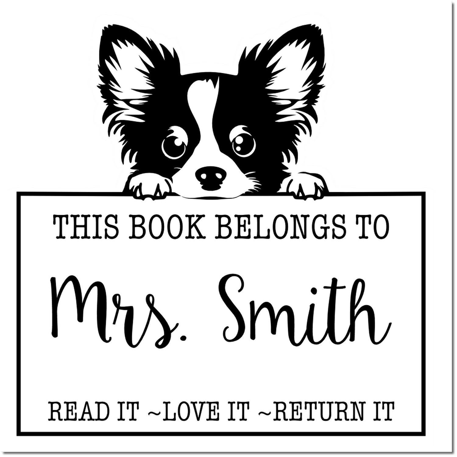 Pre-Inked Papillon Personalized Read It Love It Return It For Books Stamp - Engineer Seal Stamps