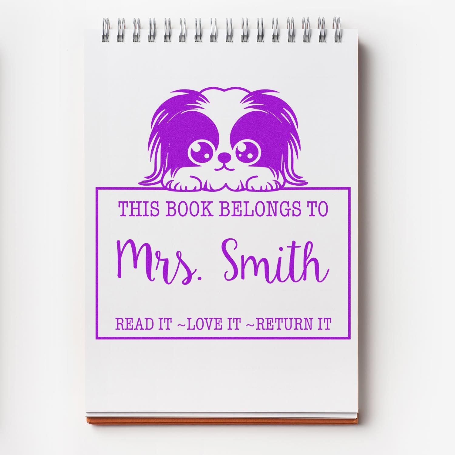 Cute Pekingese Custom-Made Read It Love It Return It Personalizable Rubber Stamp