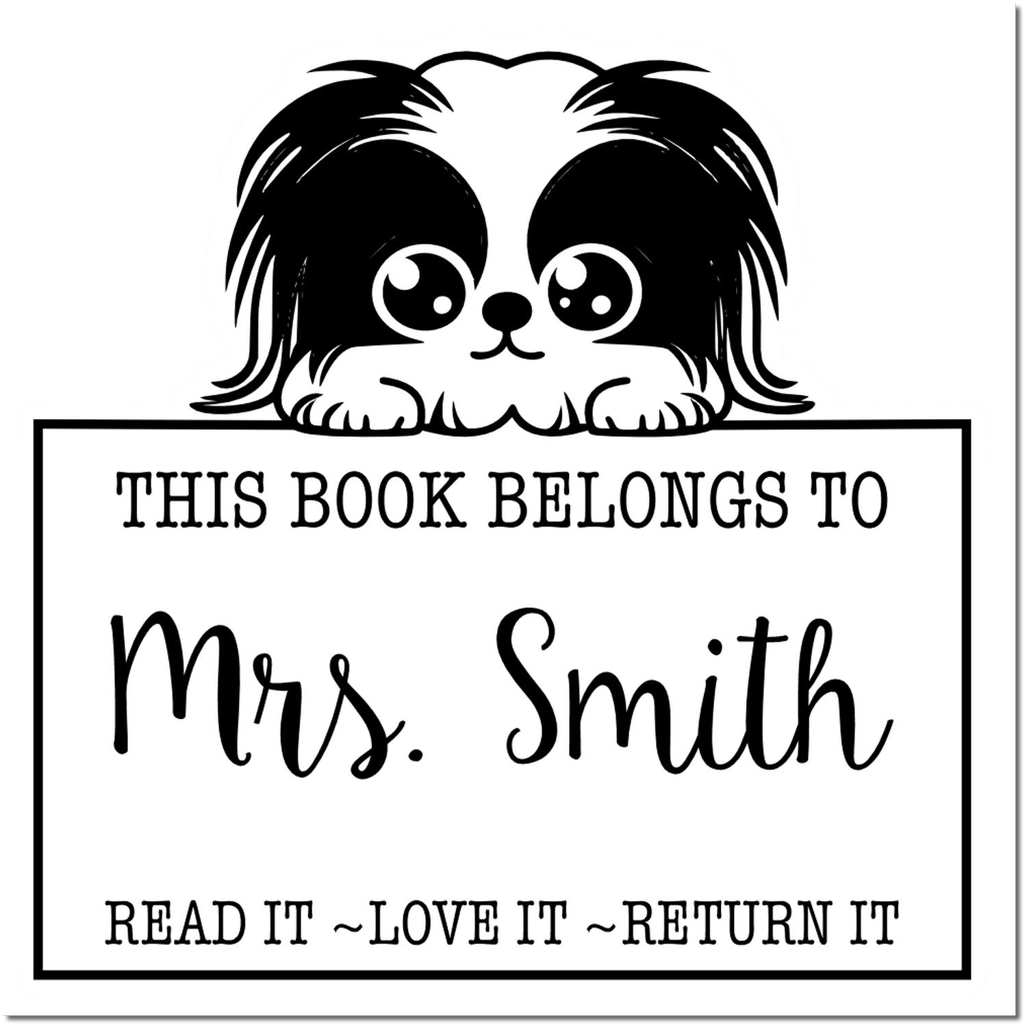 Pre-Inked Pekingese Personalized Read It Love It Return It For Book Sharing Stamp - Engineer Seal Stamps