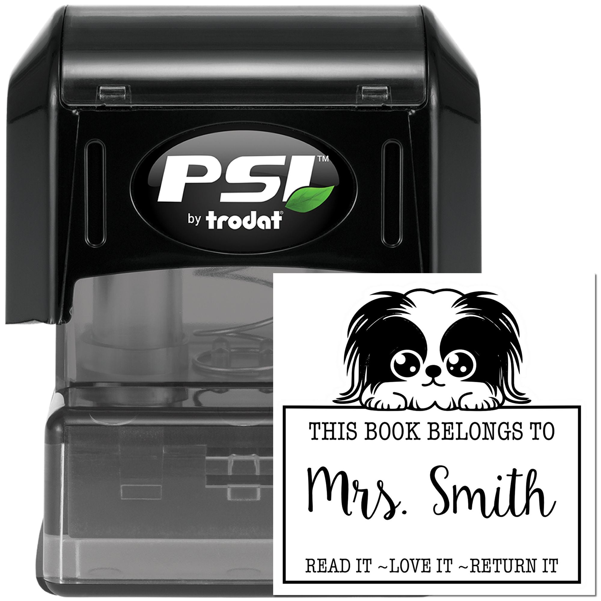 Pre-Inked Pekingese Personalized Read It Love It Return It For Book Sharing Stamp - Engineer Seal Stamps