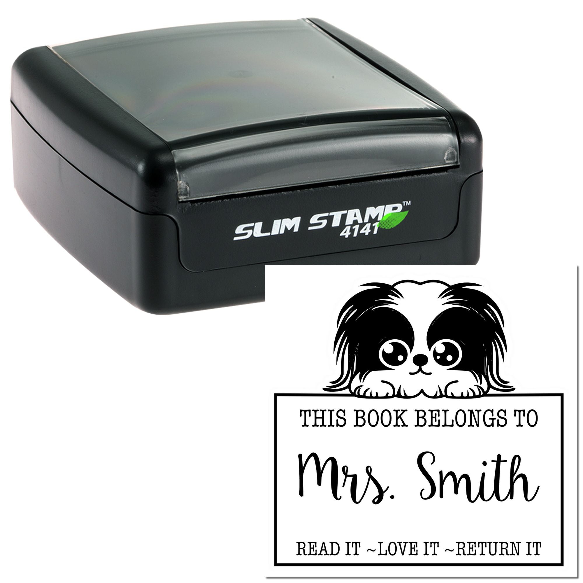 Slim Pekingese Customized Read It Love It Return It Library Stamp - Engineer Seal Stamps