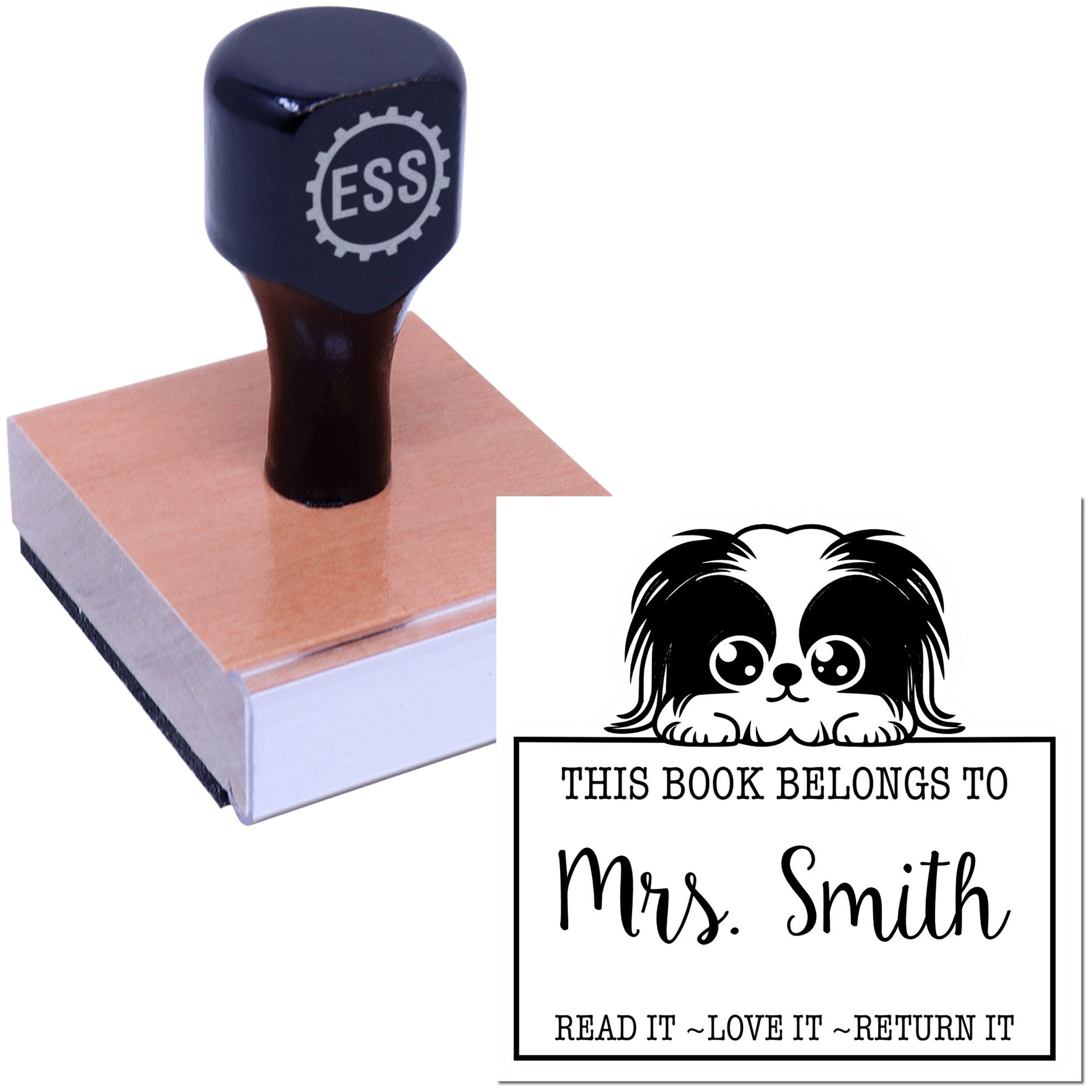 Cute Pekingese Custom-Made Read It Love It Return It Personalizable Rubber Stamp