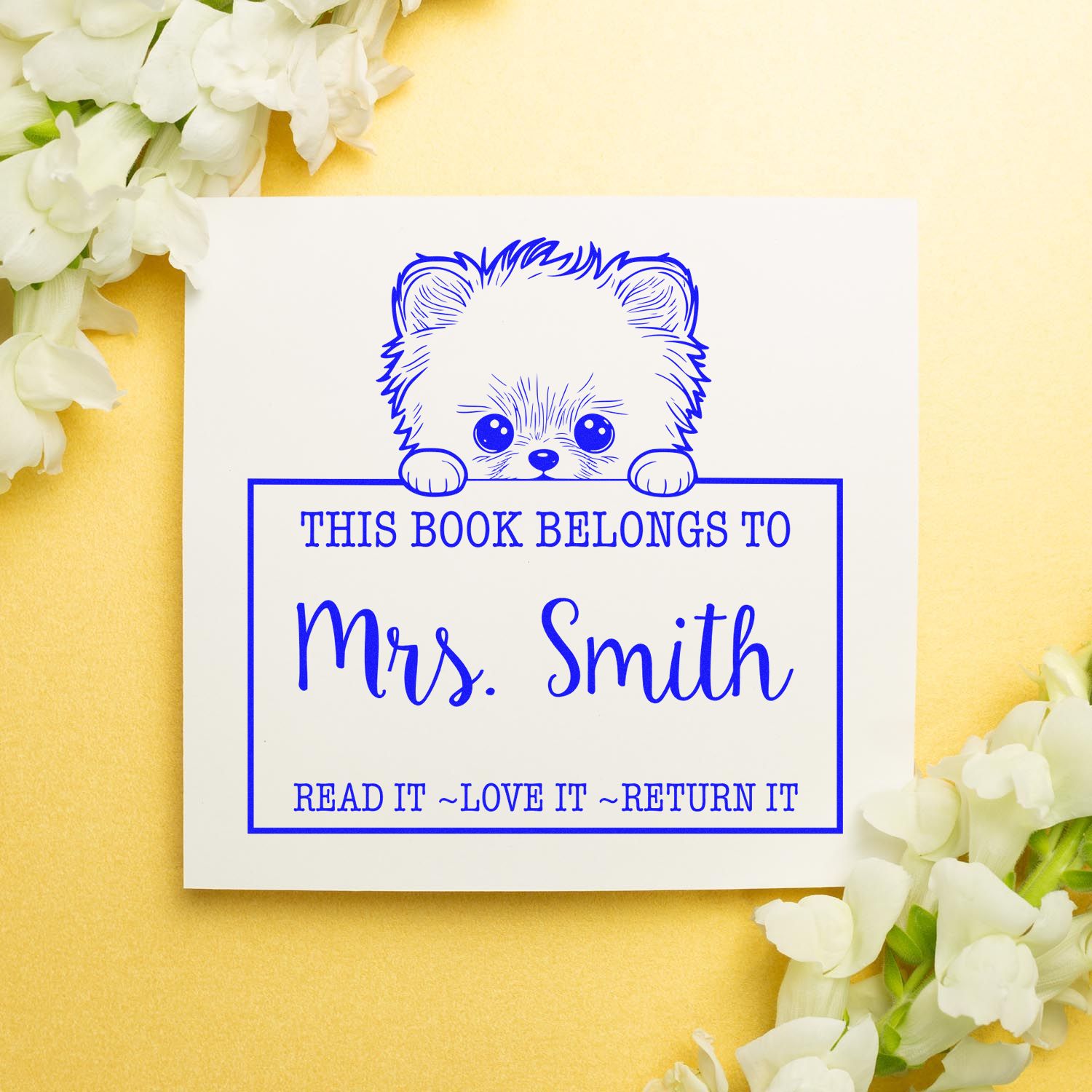 Self-Inking Pomeranian Personalized Read It Love It Return It For Book Clubs Stamp - Engineer Seal Stamps