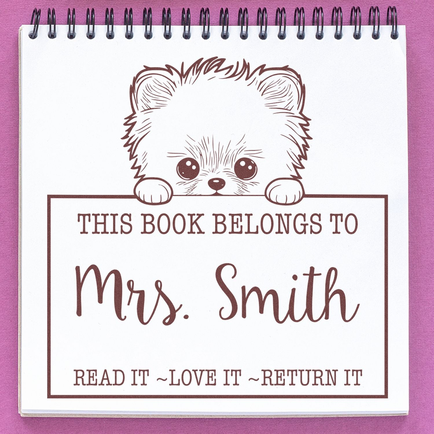 Slim Pomeranian Customized Read It Love It Return It For Teachers Stamp