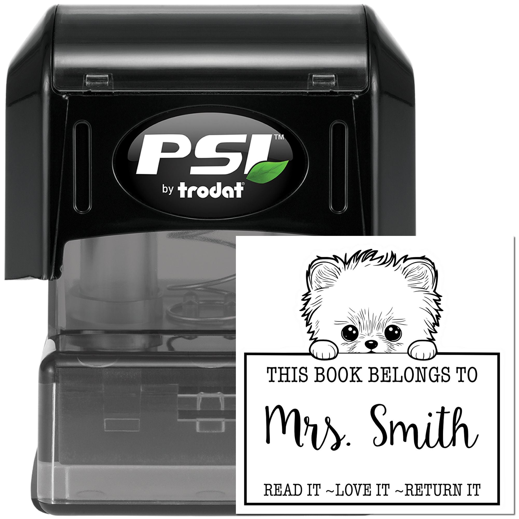 Pre-Inked Pomeranian Personalized Read It Love It Return It For Book Lovers Stamp - Engineer Seal Stamps