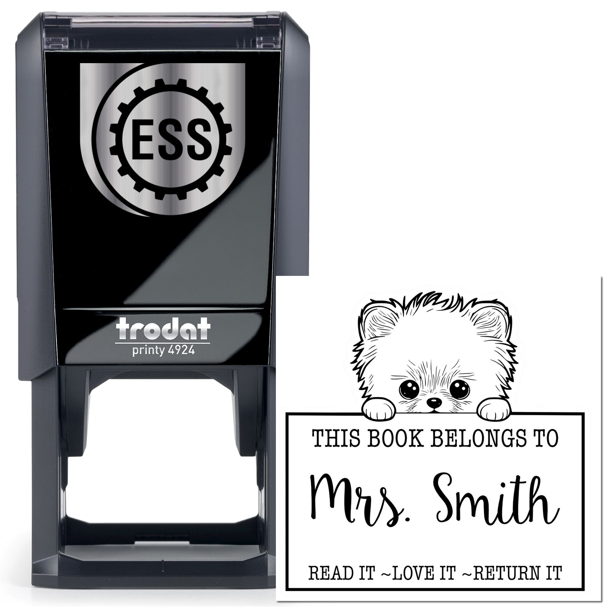 Self-Inking Pomeranian Personalized Read It Love It Return It For Book Clubs Stamp - Engineer Seal Stamps