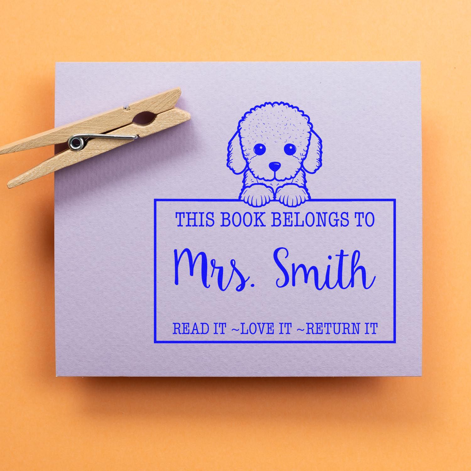 Pre-Inked Poodle Personalized Read It Love It Return It For Book Exchange Stamp - Engineer Seal Stamps