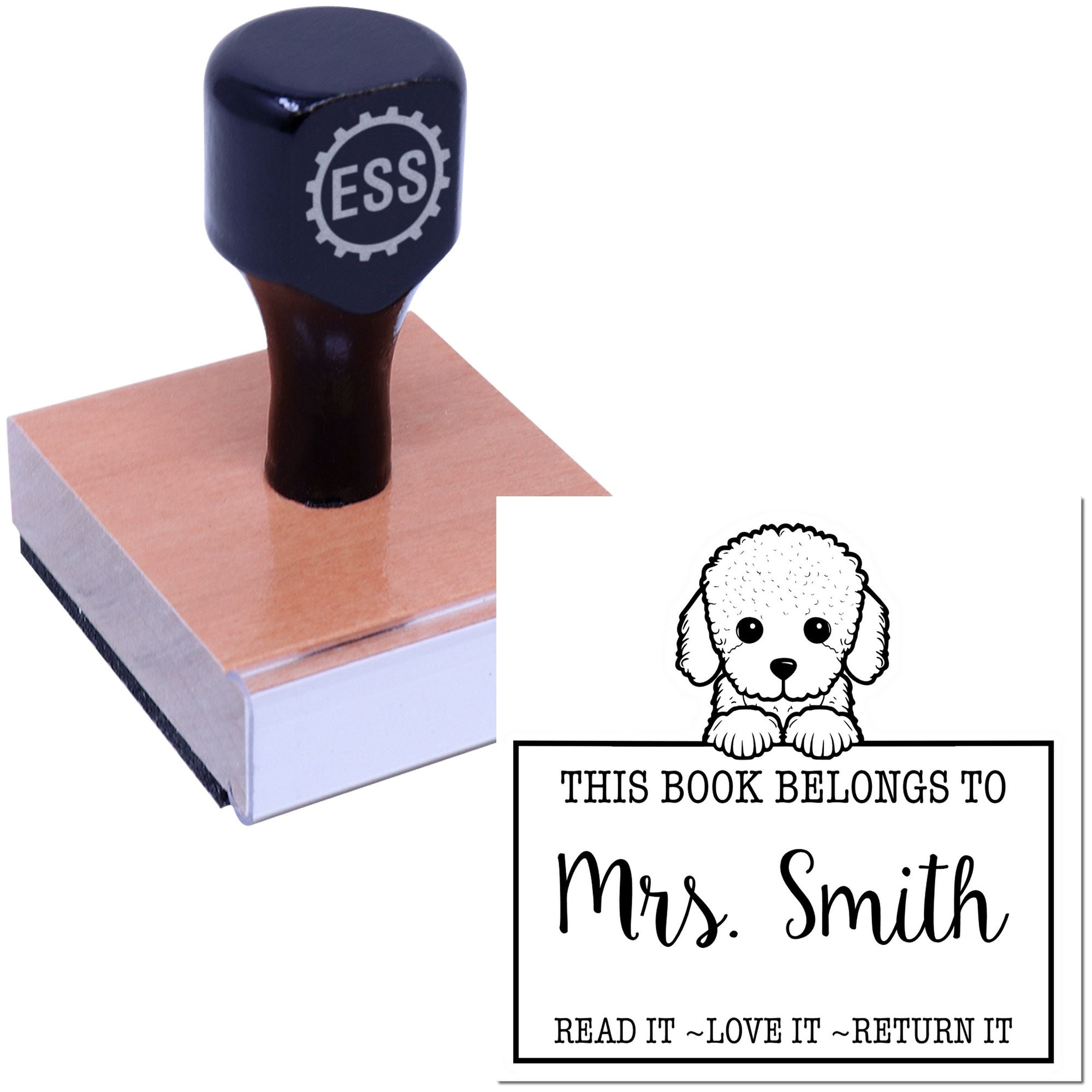 Adorable Poodle Custom-Made Read It Love It Return It Rubber Rubber Stamp - Engineer Seal Stamps