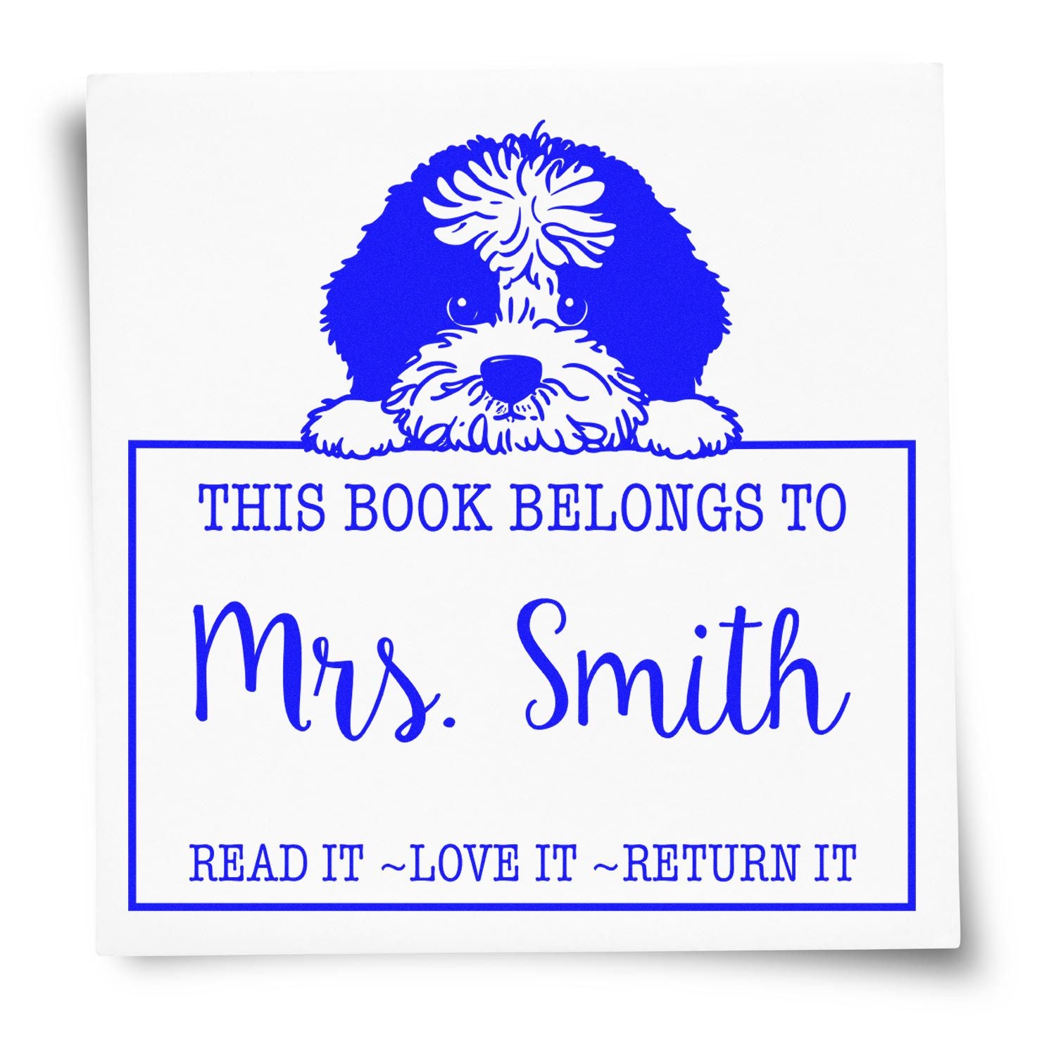 Slim Portuguese Water Dog Customized Read It Love It Return It For Schools Stamp - Engineer Seal Stamps