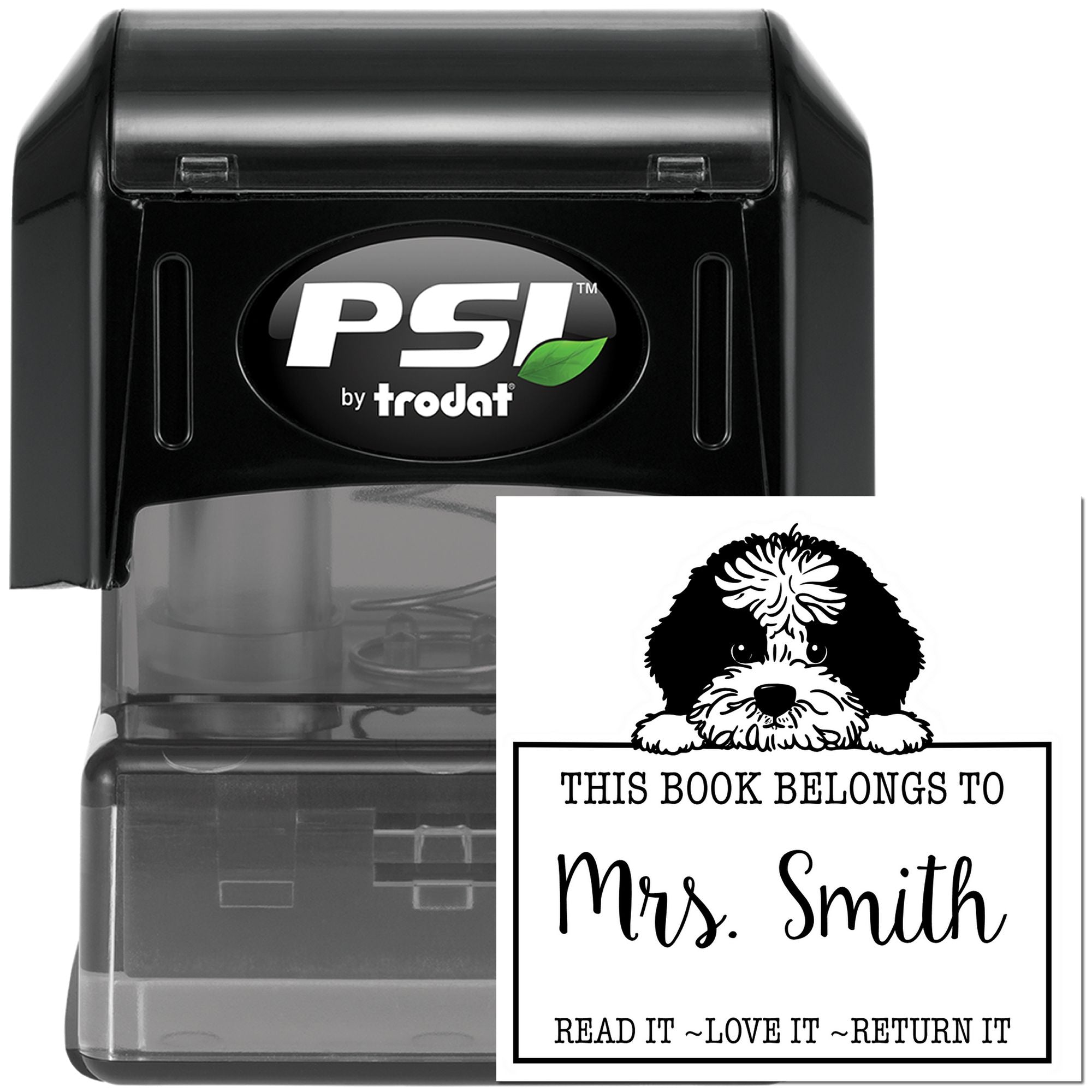 Pre-Inked Portuguese Water Dog Personalized Read It Love It Return It For Book Collectors Stamp - Engineer Seal Stamps