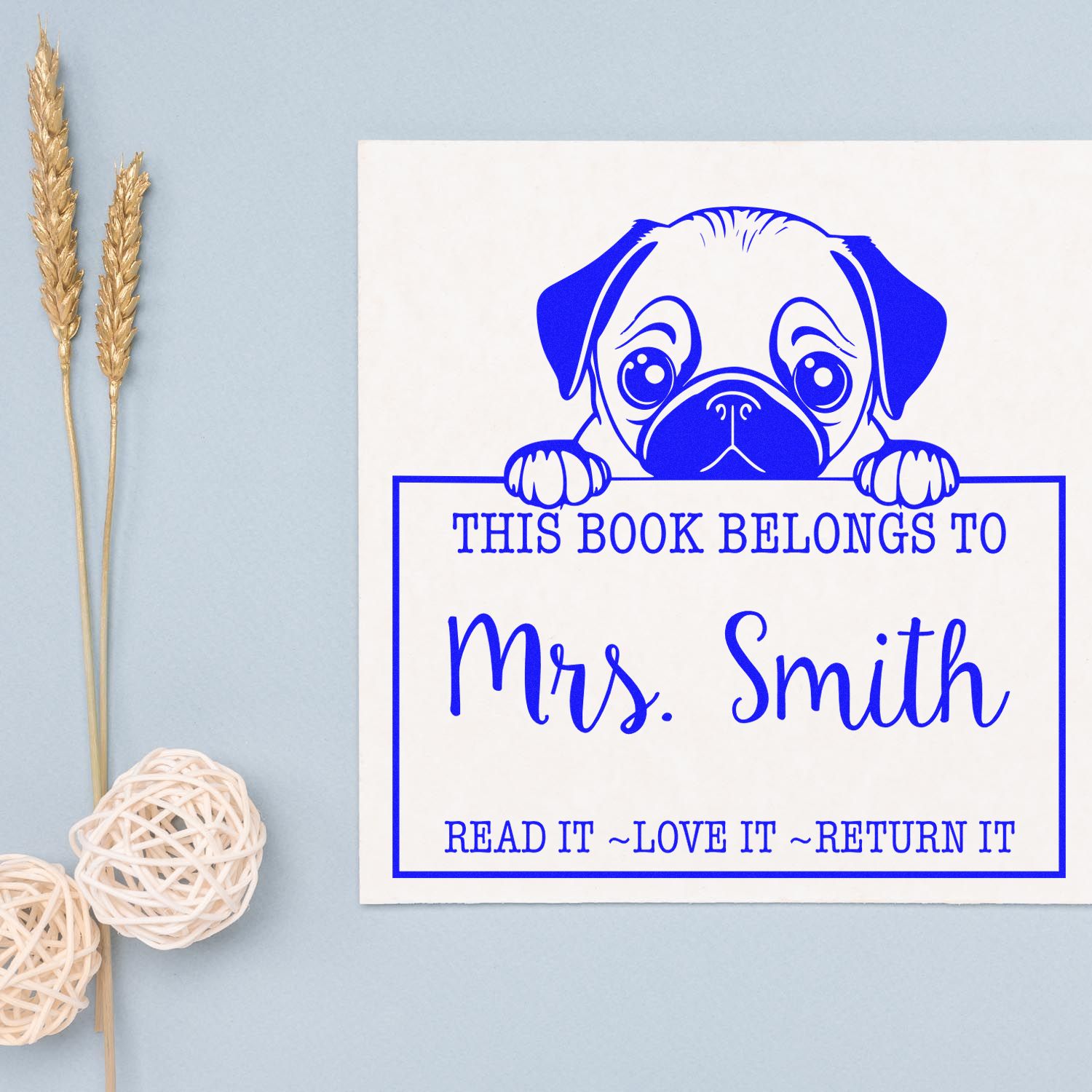 Slim Pug Customized Read It Love It Return It For Libraries Stamp - Engineer Seal Stamps