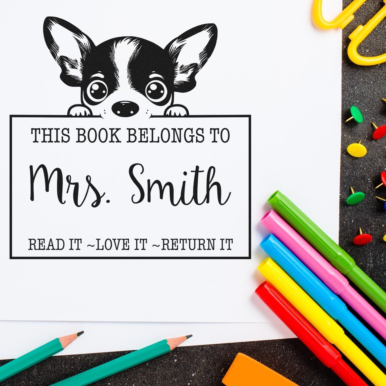 Pre-Inked Rat Terrier Personalized Read It Love It Return It Customized Stamp - Engineer Seal Stamps