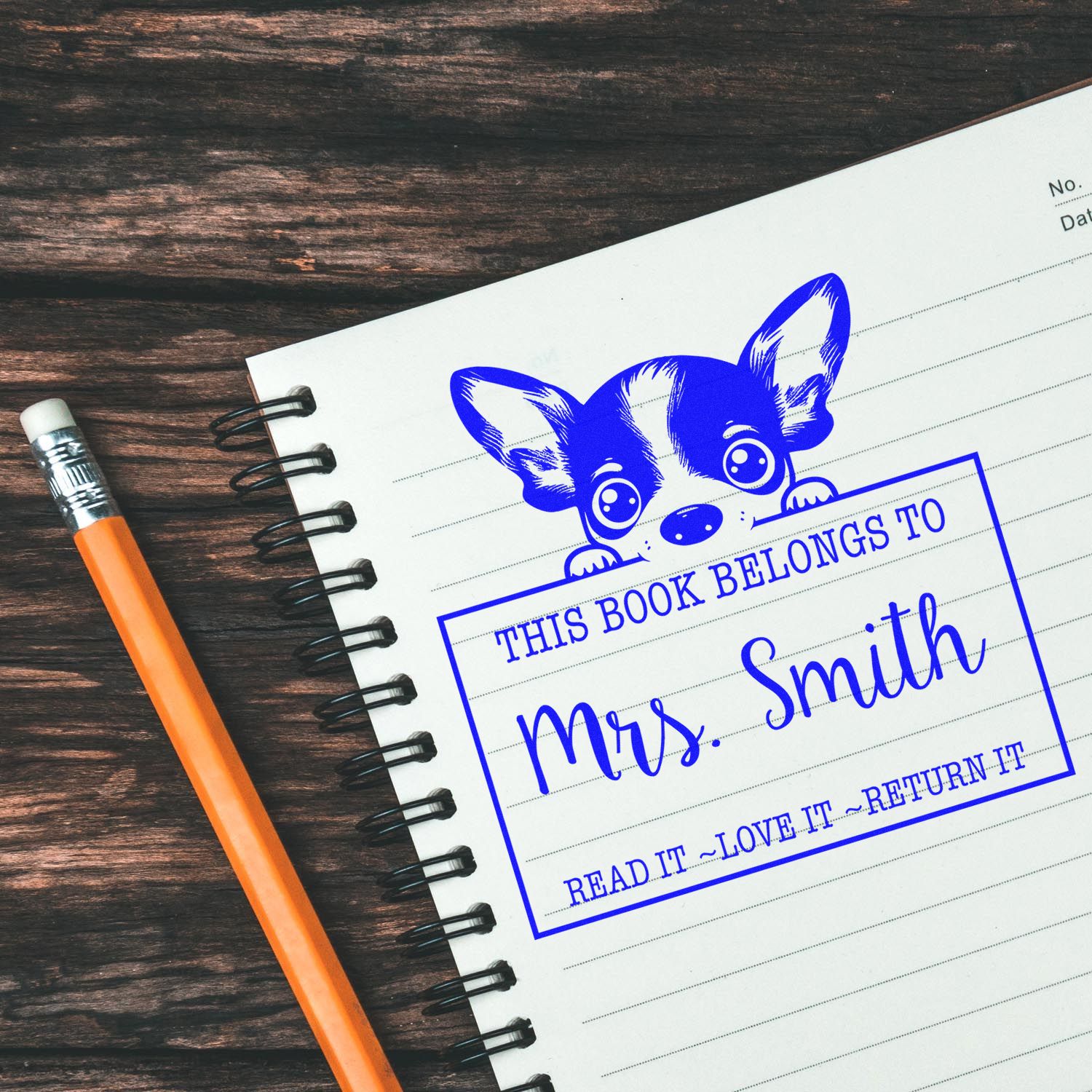 Adorable Self-Inking Rat Terrier Personalized Read It Love It Return It For Book Sharing Stamp - Engineer Seal Stamps