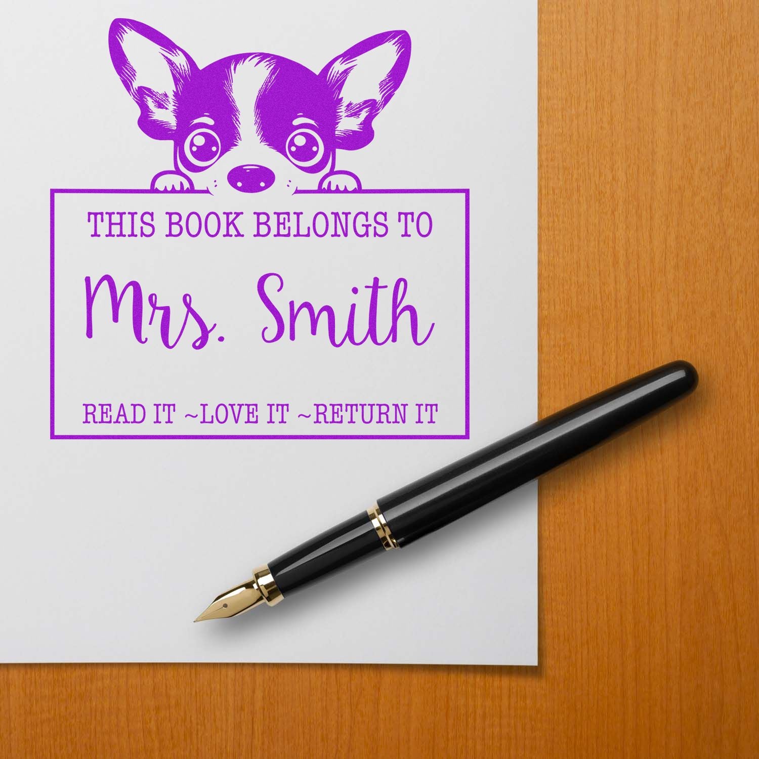 Adorable Rat Terrier Custom-Made Read It Love It Return It Teacher Rubber Stamp - Engineer Seal Stamps