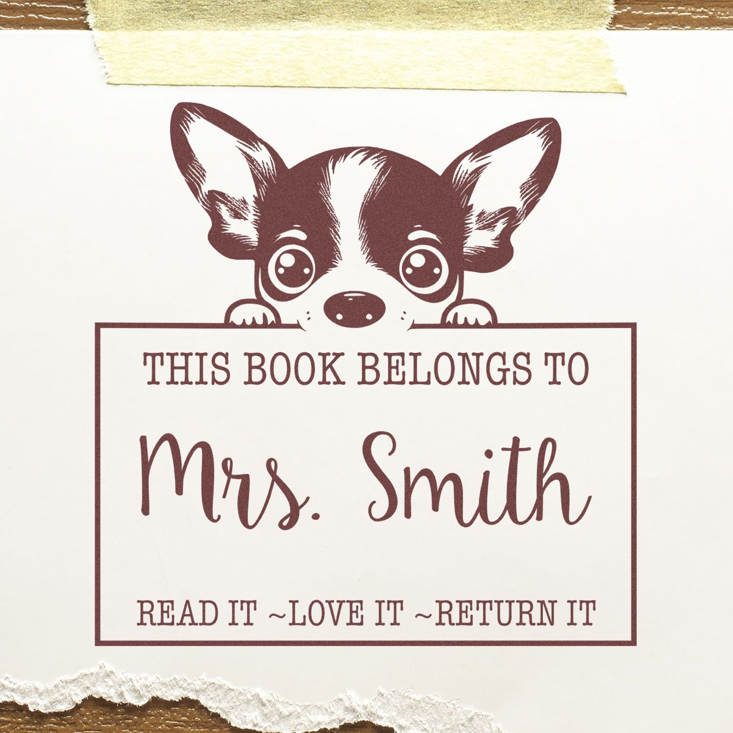Adorable Self-Inking Rat Terrier Personalized Read It Love It Return It For Book Sharing Stamp - Engineer Seal Stamps