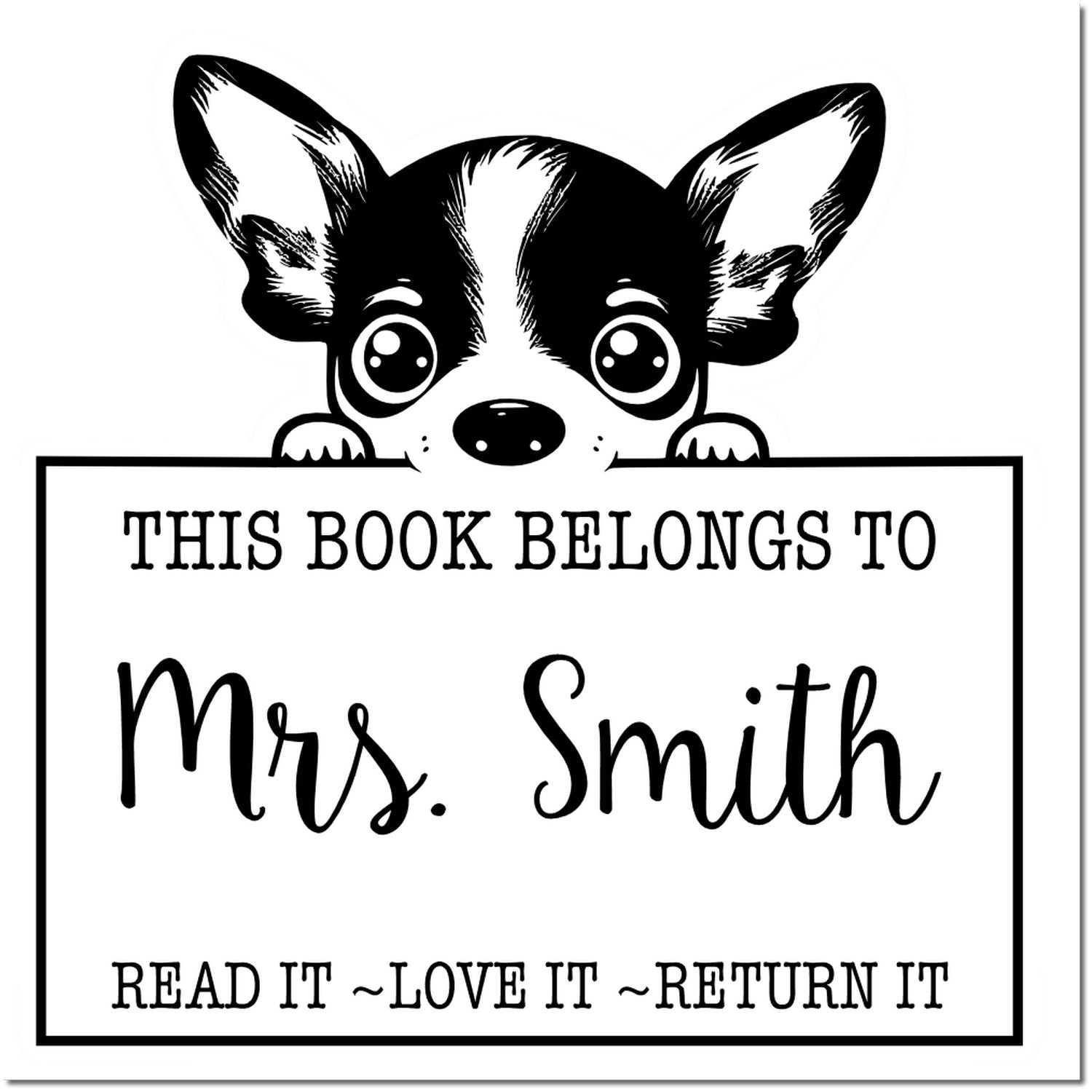 Adorable Rat Terrier Custom-Made Read It Love It Return It Teacher Rubber Stamp - Engineer Seal Stamps