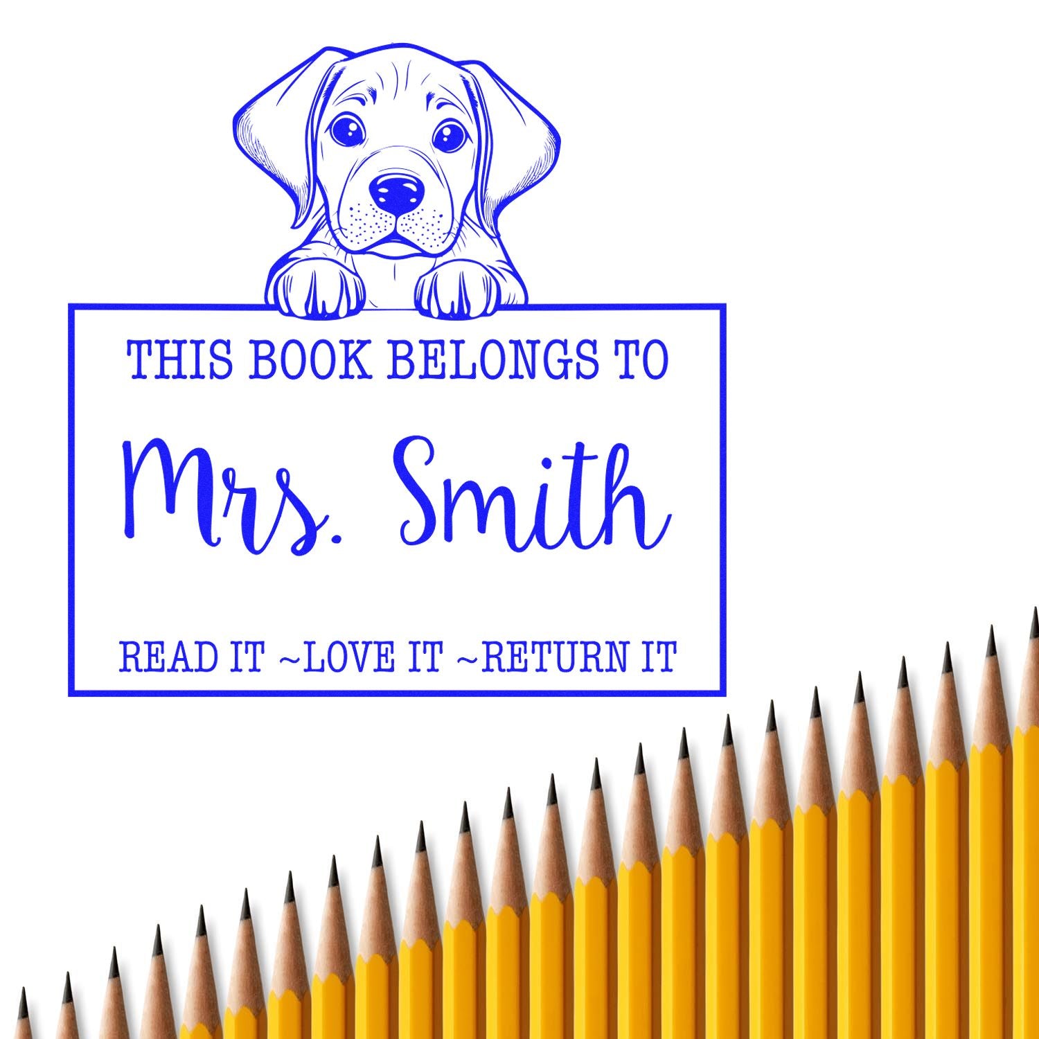 Adorable Self-Inking Rhodesian Ridgeback Personalized Read It Love It Return It For Books Stamp - Engineer Seal Stamps