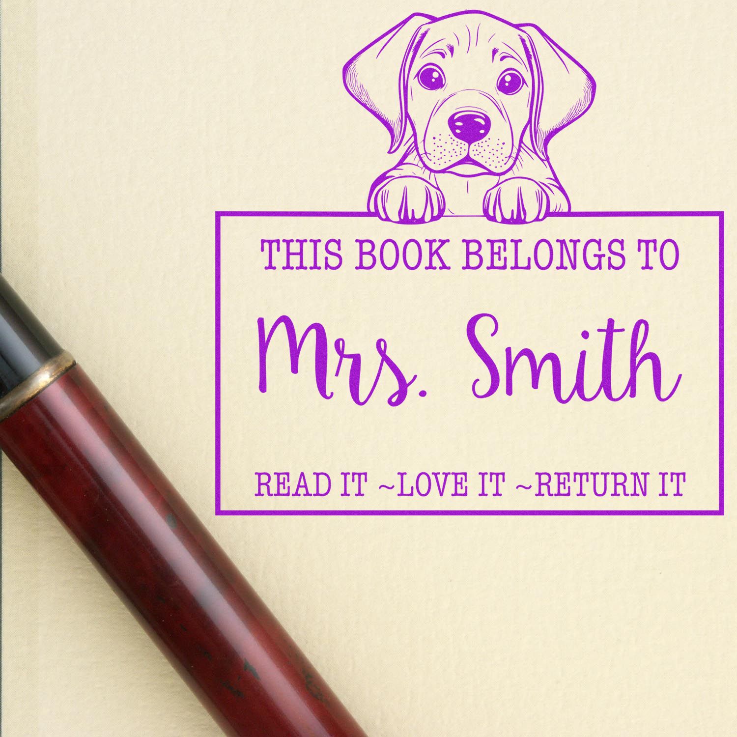 Slim Rhodesian Ridgeback Customized Read It Love It Return It For Classroom Stamp - Engineer Seal Stamps