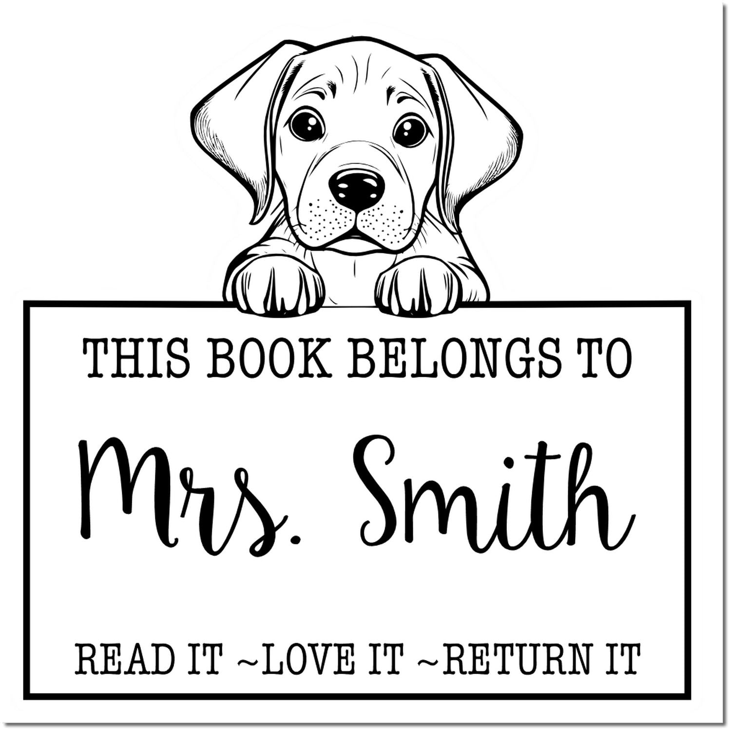 Pre-Inked Rhodesian Ridgeback Personalized Read It Love It Return It Customizable Stamp - Engineer Seal Stamps