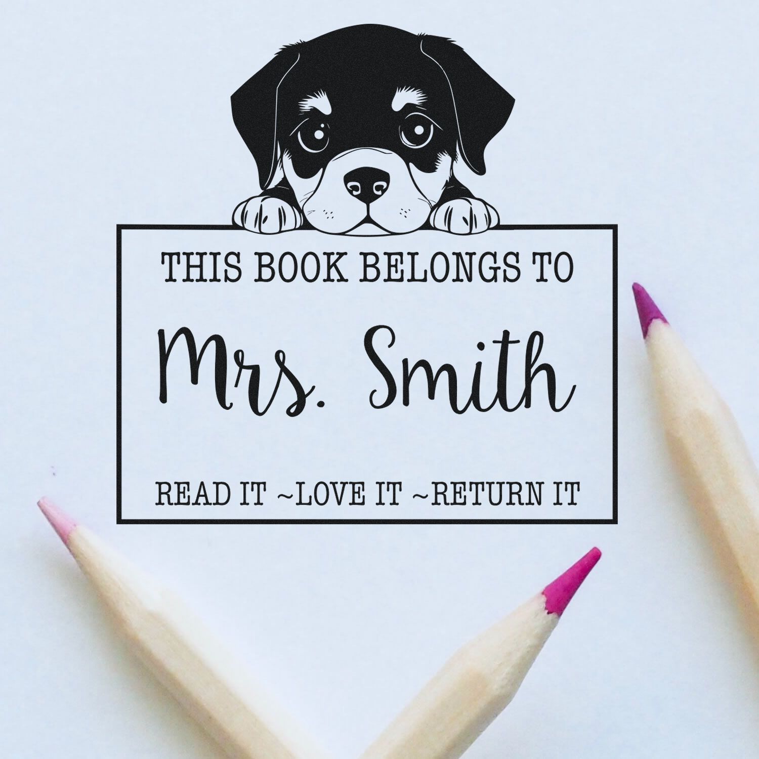 Rottweiler Custom-Made Read It Return It Rubber Stamp - Engineer Seal Stamps