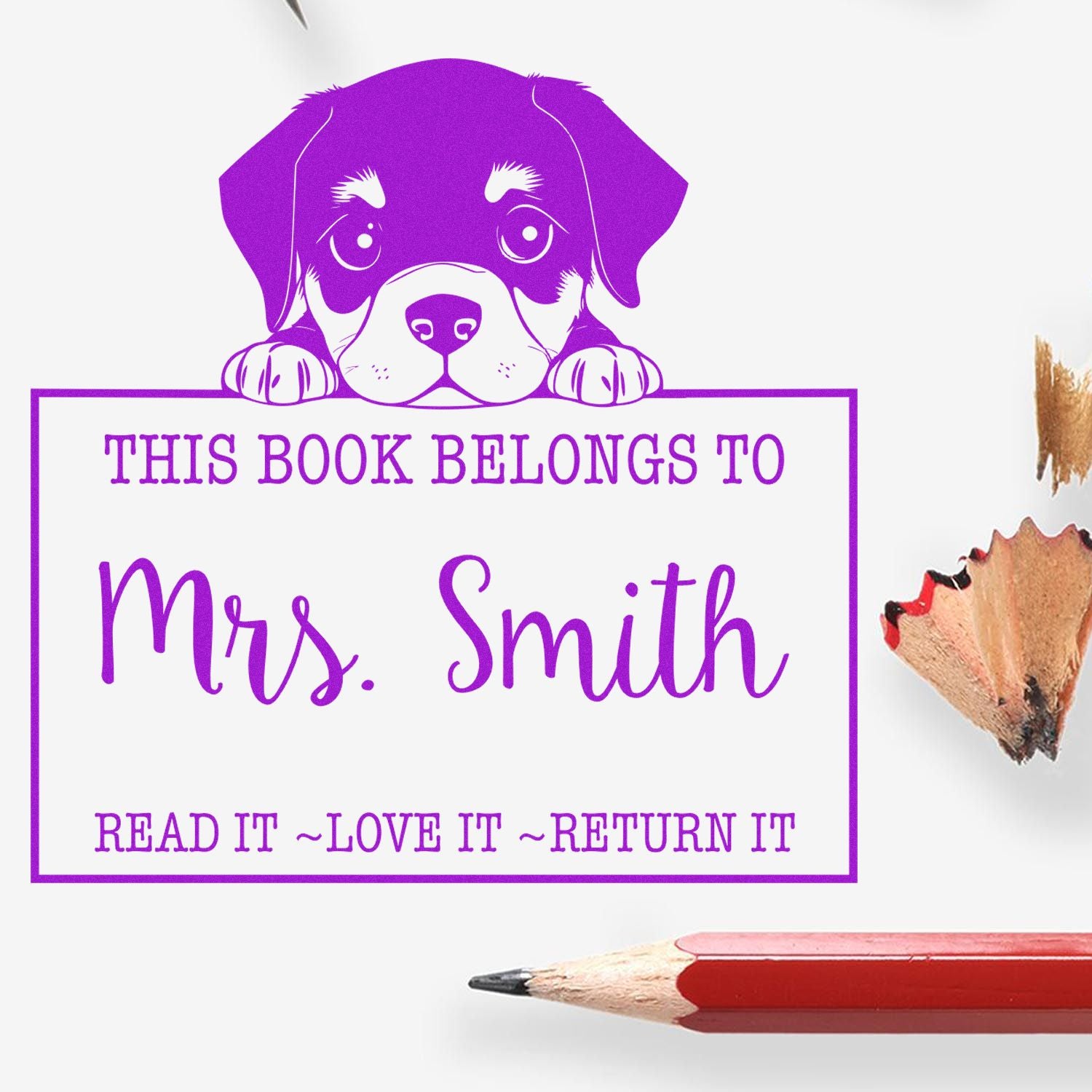 Pre-Inked Rottweiler Personalized Read It Love It Return It Custom Stamp - Engineer Seal Stamps