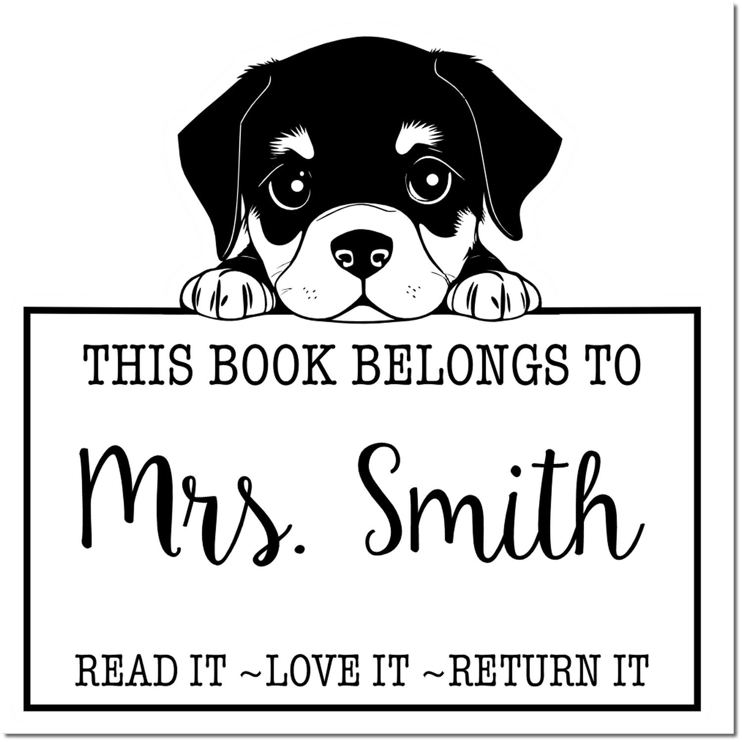 Rottweiler Custom-Made Read It Return It Rubber Stamp - Engineer Seal Stamps