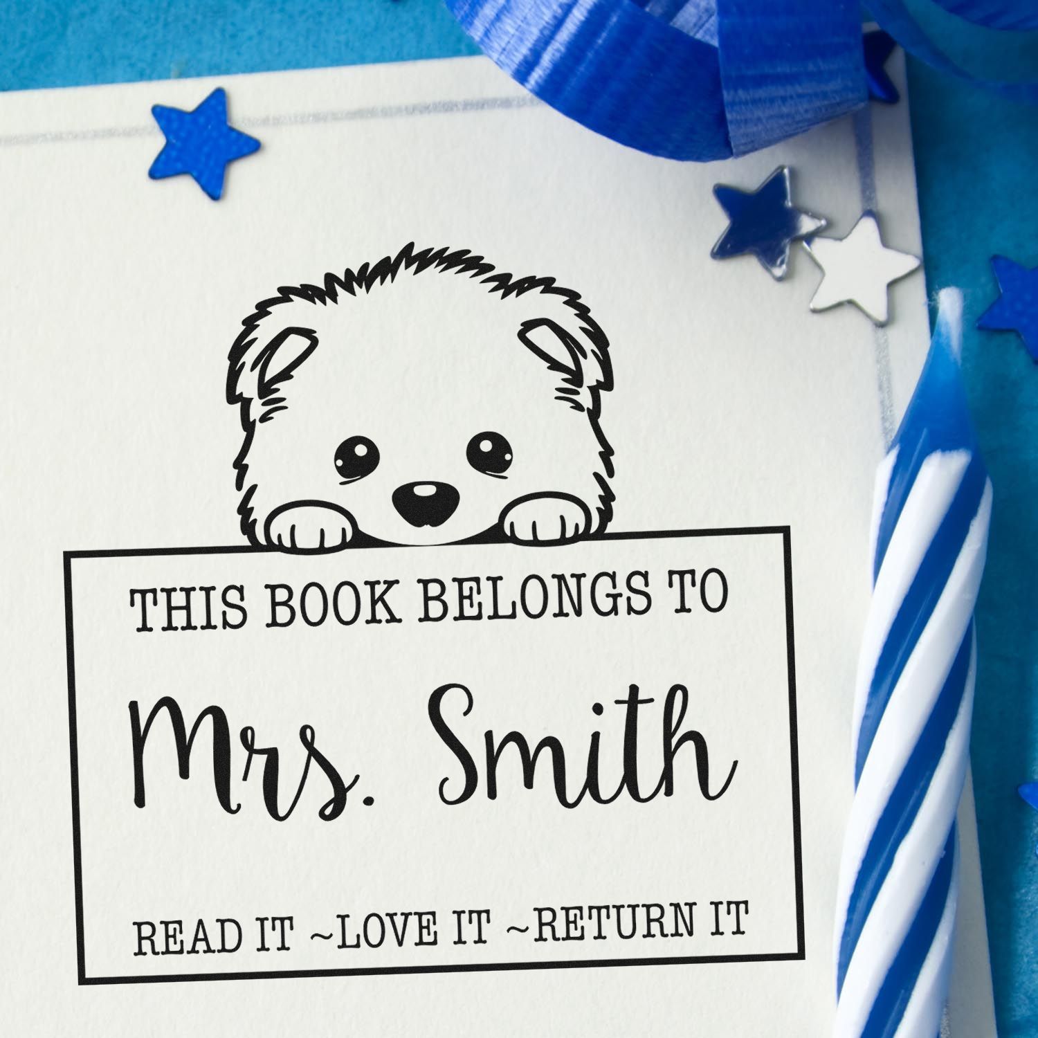 Adorable Self-Inking Samoyed Personalized Read It Love It Return It For Kids Stamp - Engineer Seal Stamps