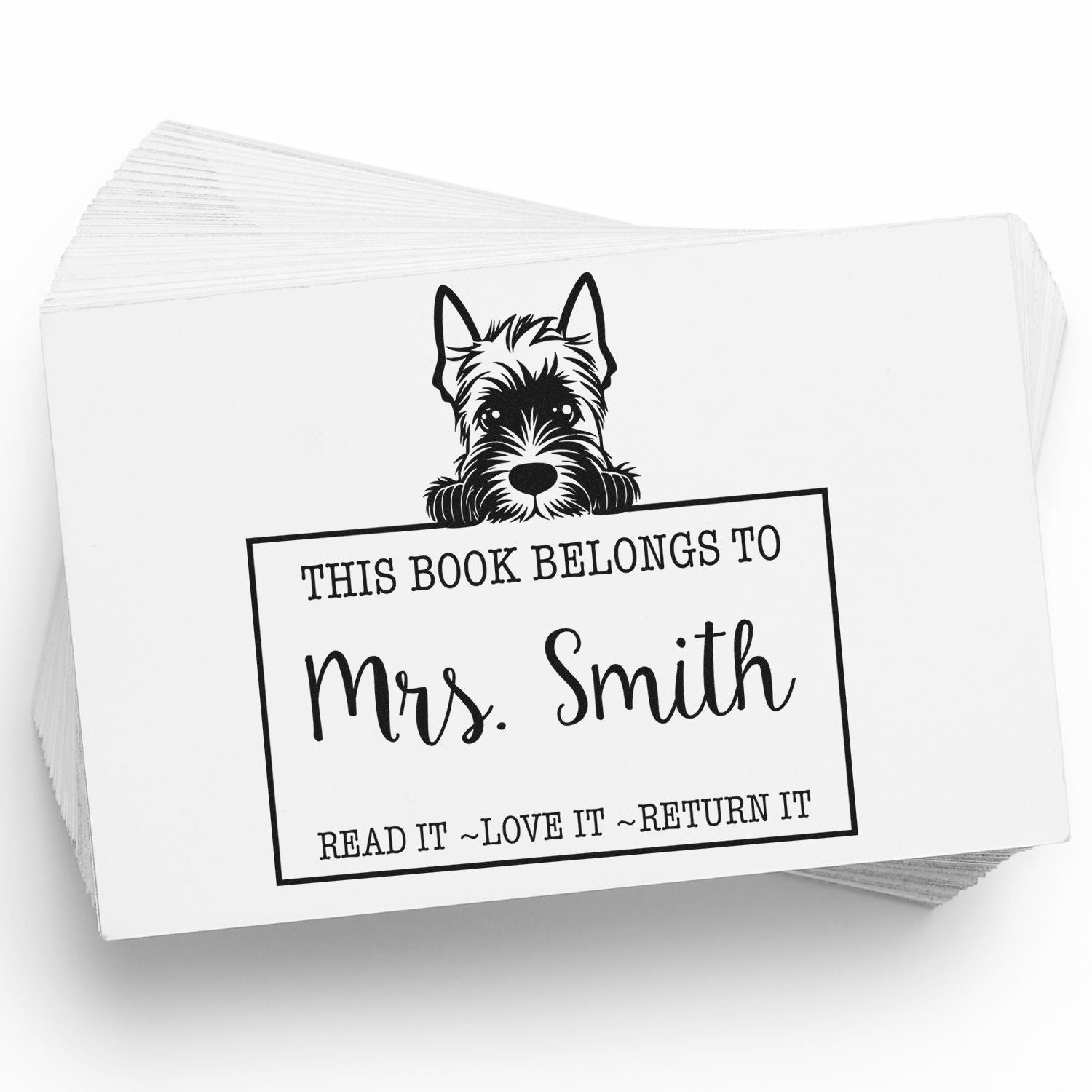 Scottish Terrier Custom-Made Return To Library Rubber Stamp - Engineer Seal Stamps