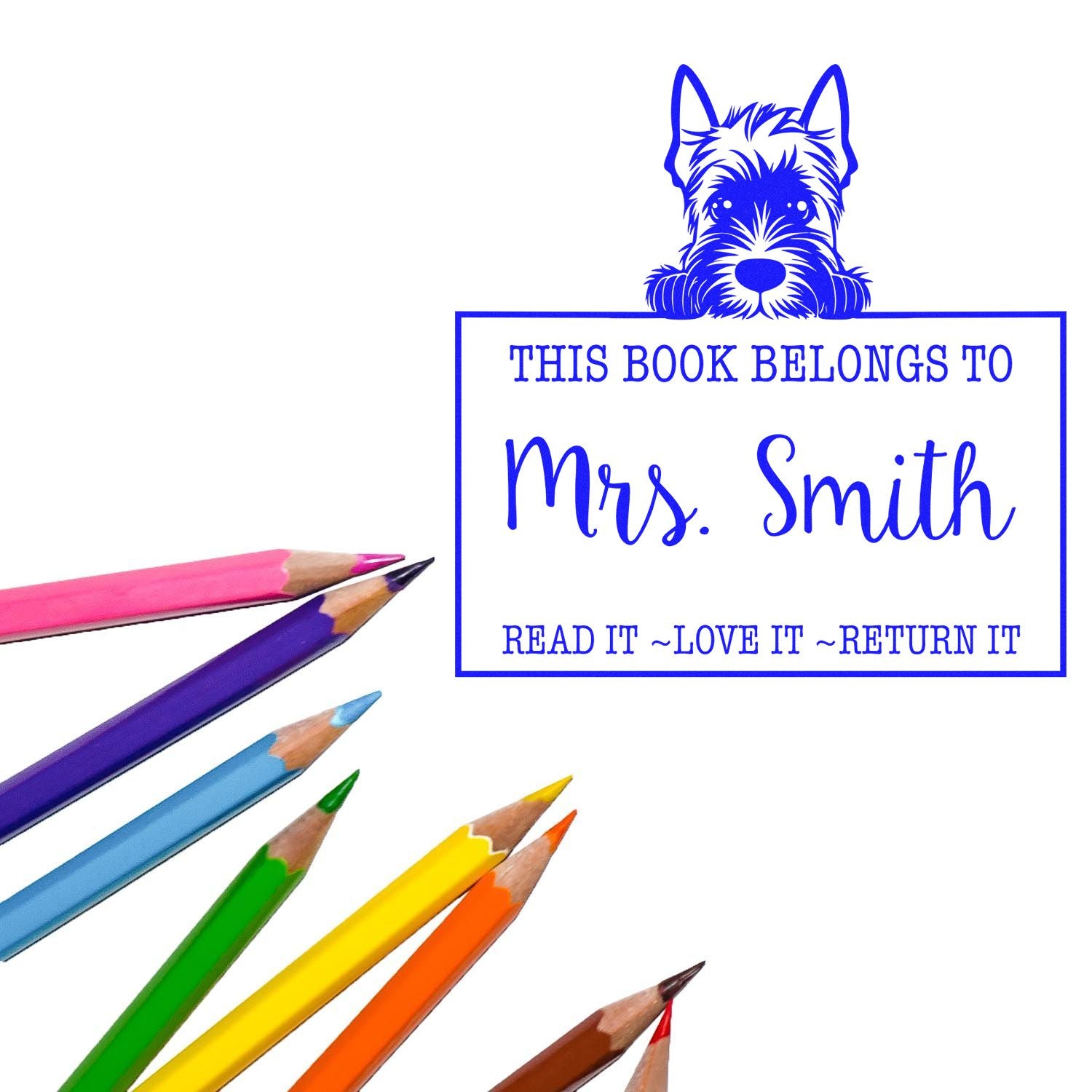 Slim Scottish Terrier Customized Read It Love It Return It For Book Lovers Stamp - Engineer Seal Stamps