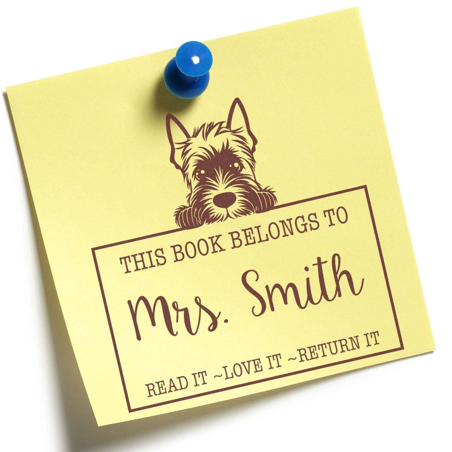 Scottish Terrier Custom-Made Return To Library Rubber Stamp - Engineer Seal Stamps