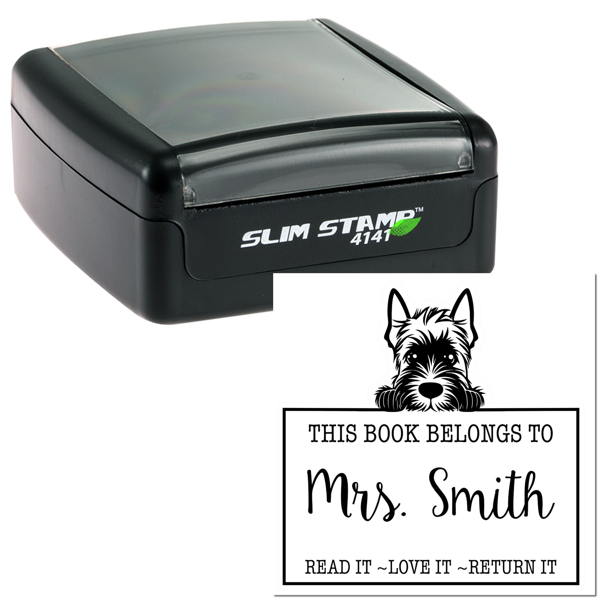 Slim Scottish Terrier Customized Read It Love It Return It For Book Lovers Stamp - Engineer Seal Stamps