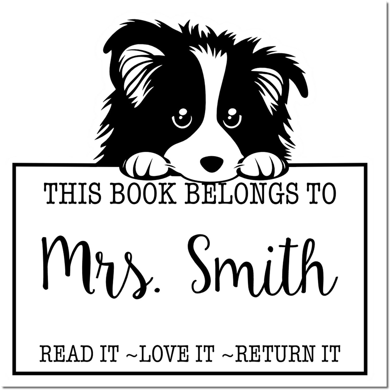 Self-Inking Shetland Sheepdog Personalized Read It Love It Return It For Schools Stamp - Engineer Seal Stamps