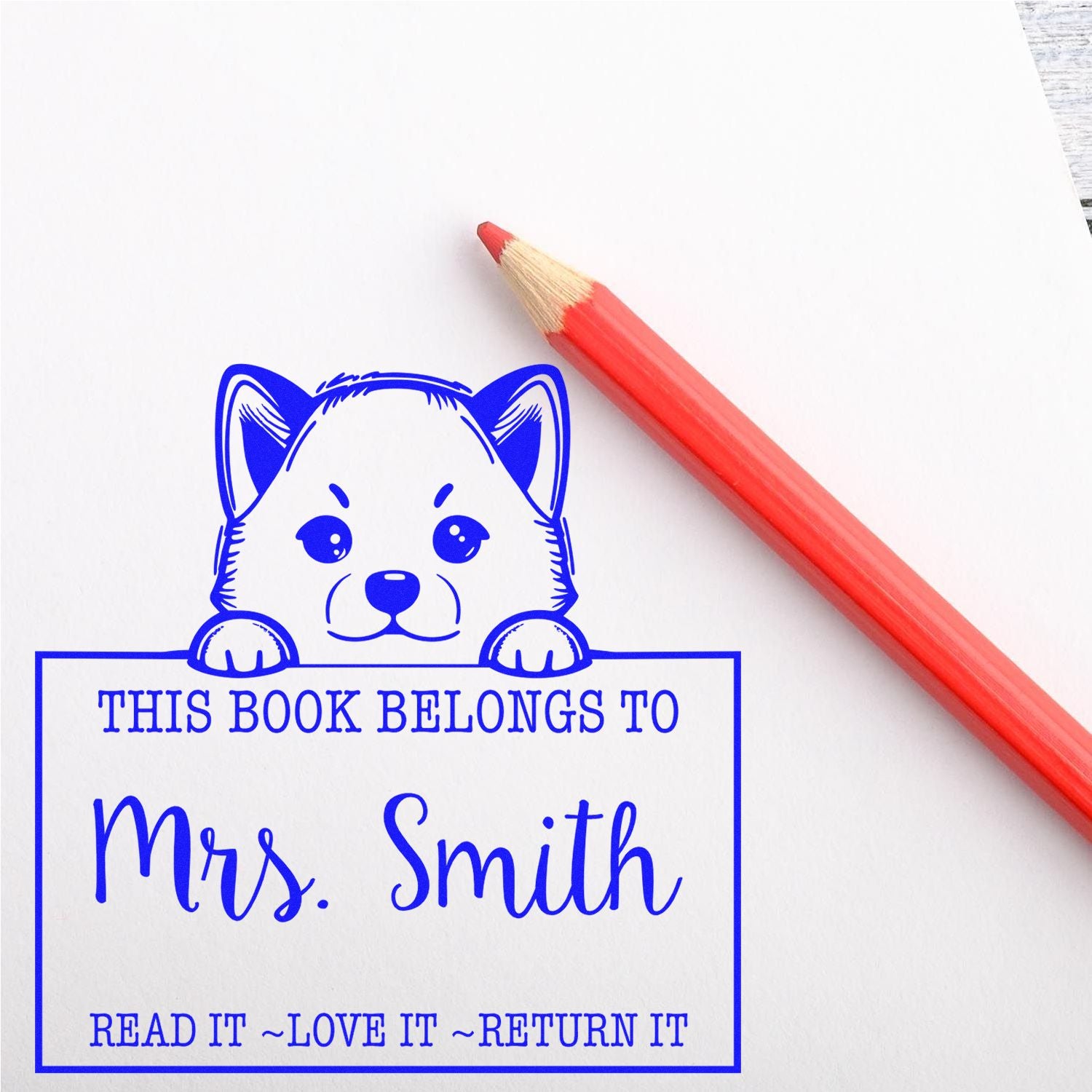 Cute Pre-Inked Shiba Inu Personalized Private Library Stamp - Engineer Seal Stamps