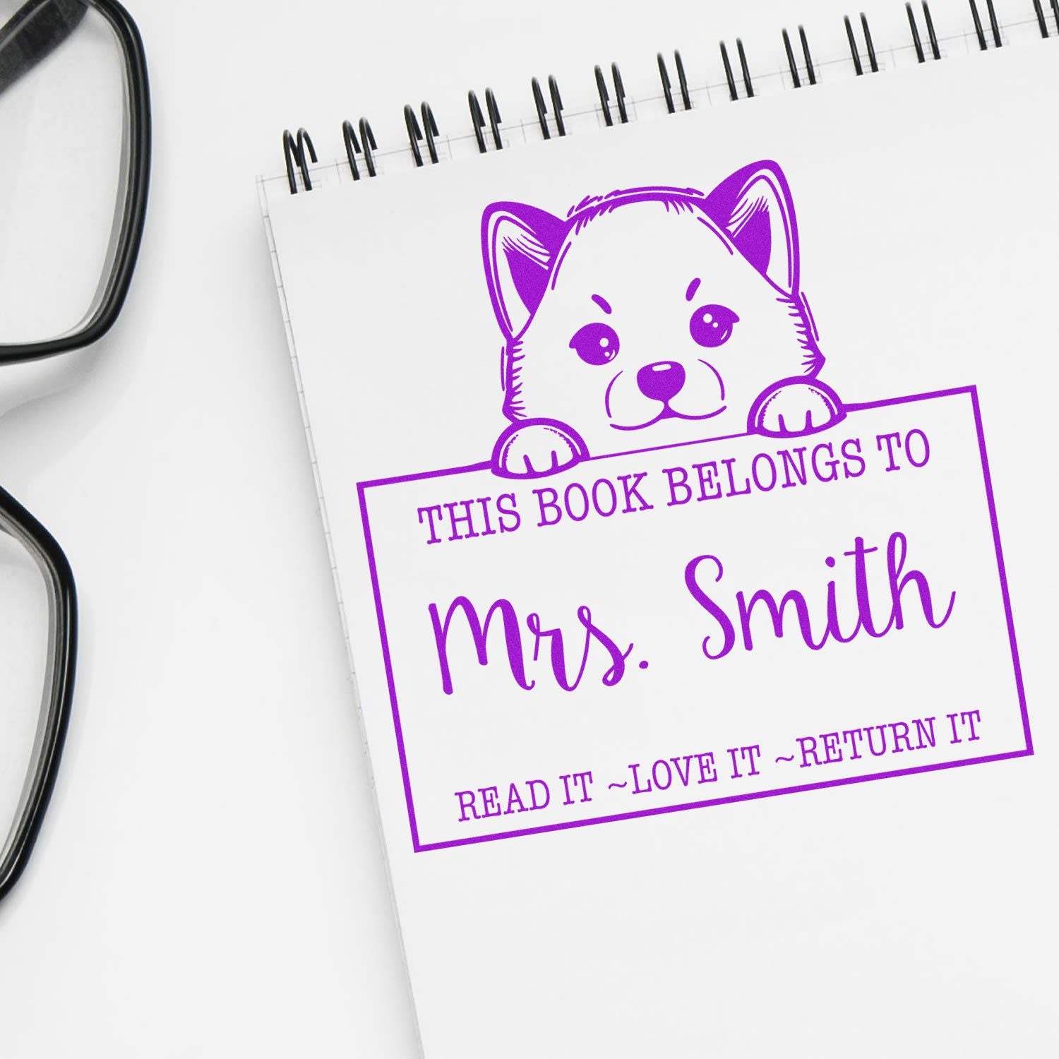 Cute Pre-Inked Shiba Inu Personalized Private Library Stamp - Engineer Seal Stamps