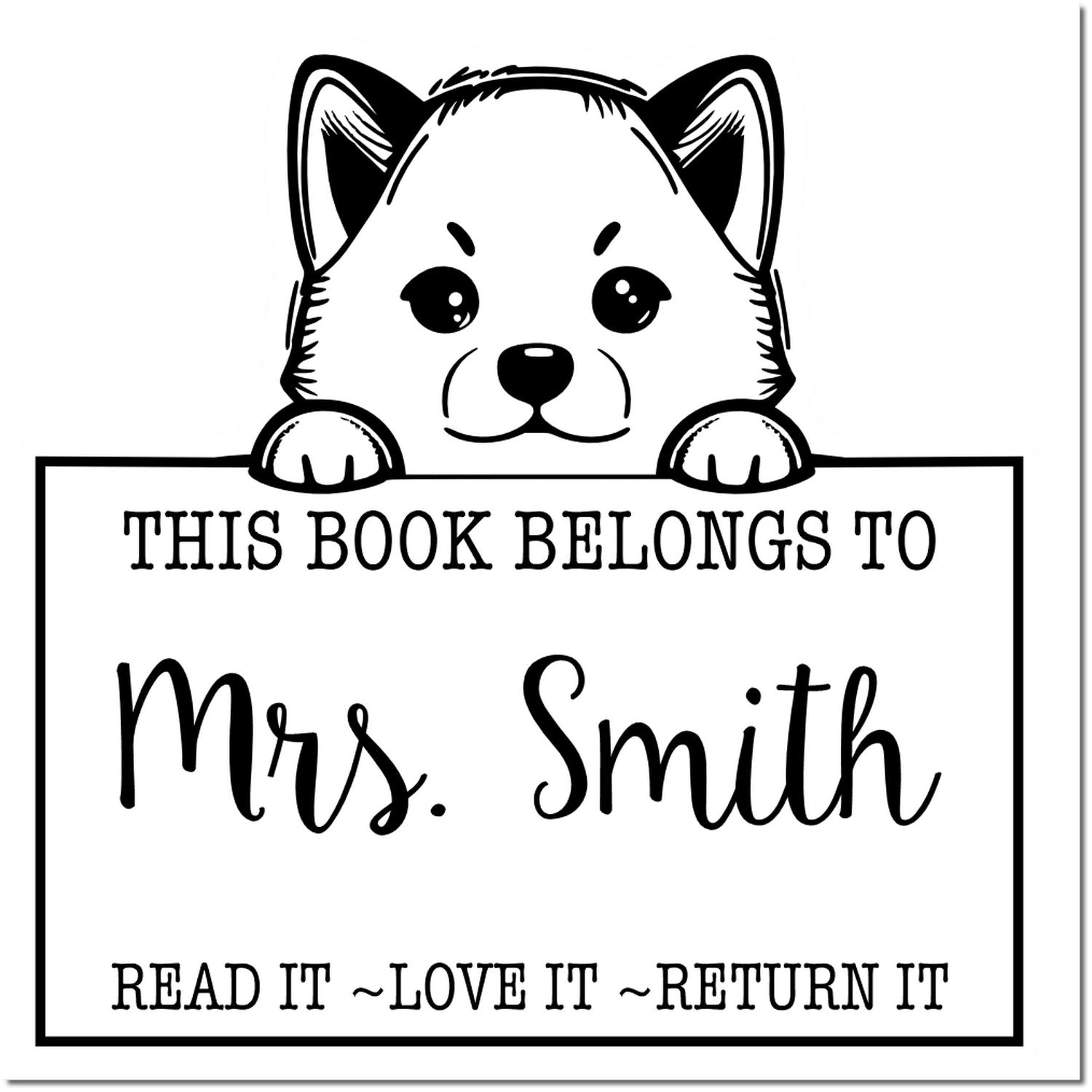 Shiba Inu Custom-Made This Book Belongs To Rubber Stamp - Engineer Seal Stamps